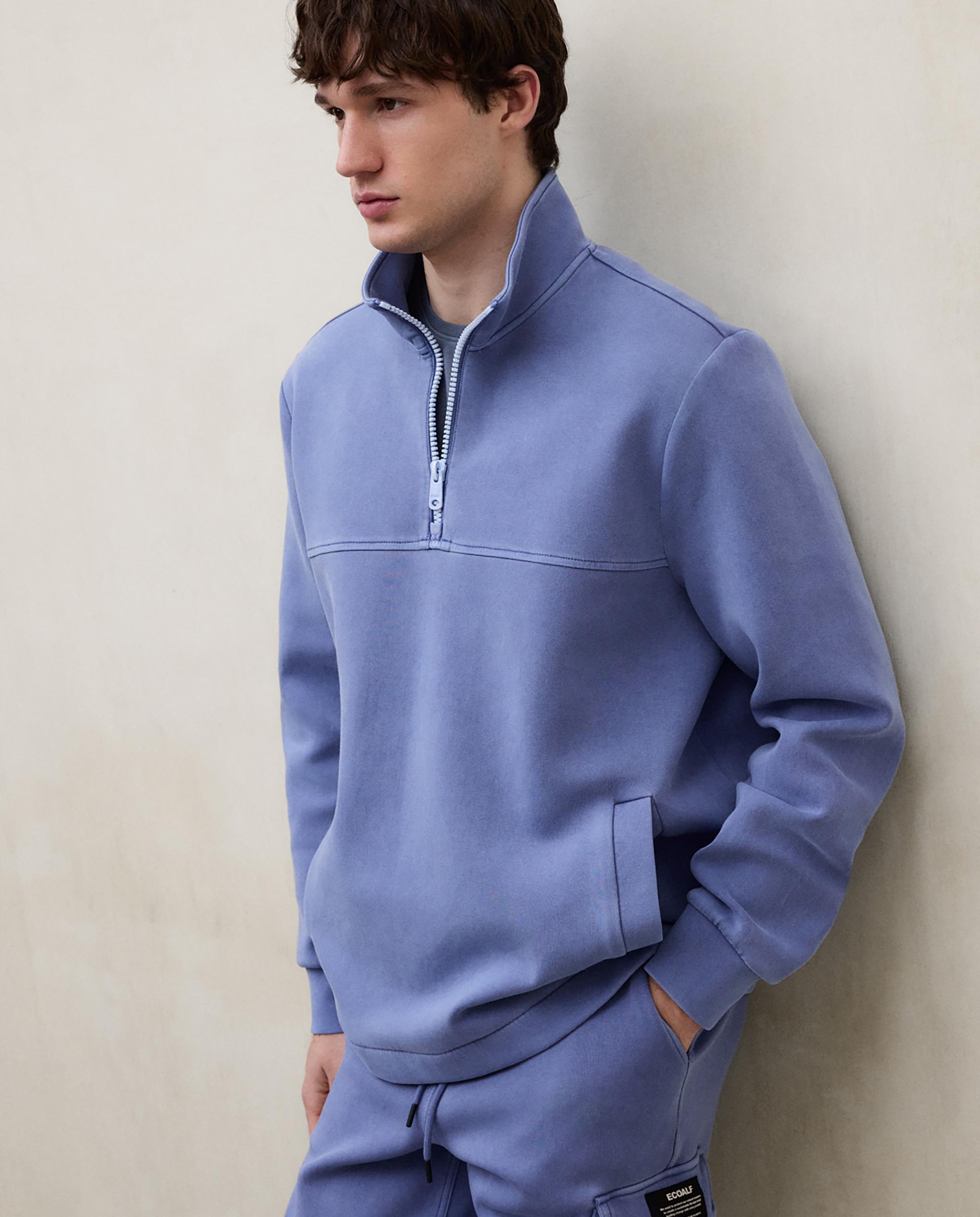 Sudadera sin capucha de hombre con cuello alto y cremallera - Ecoalf - Azul celeste Azul celeste-2