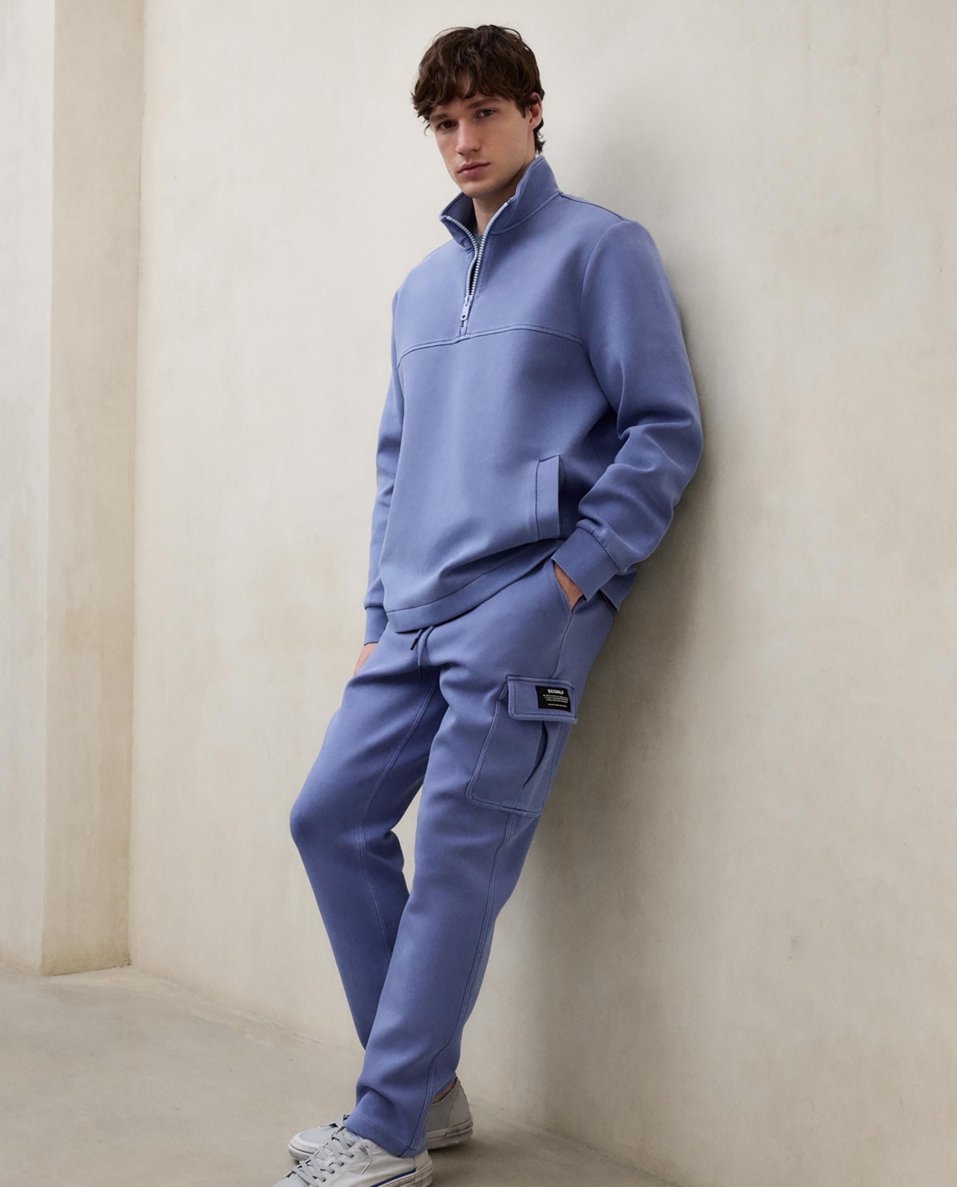 Sudadera sin capucha de hombre con cuello alto y cremallera - Ecoalf - Azul celeste Azul celeste-3