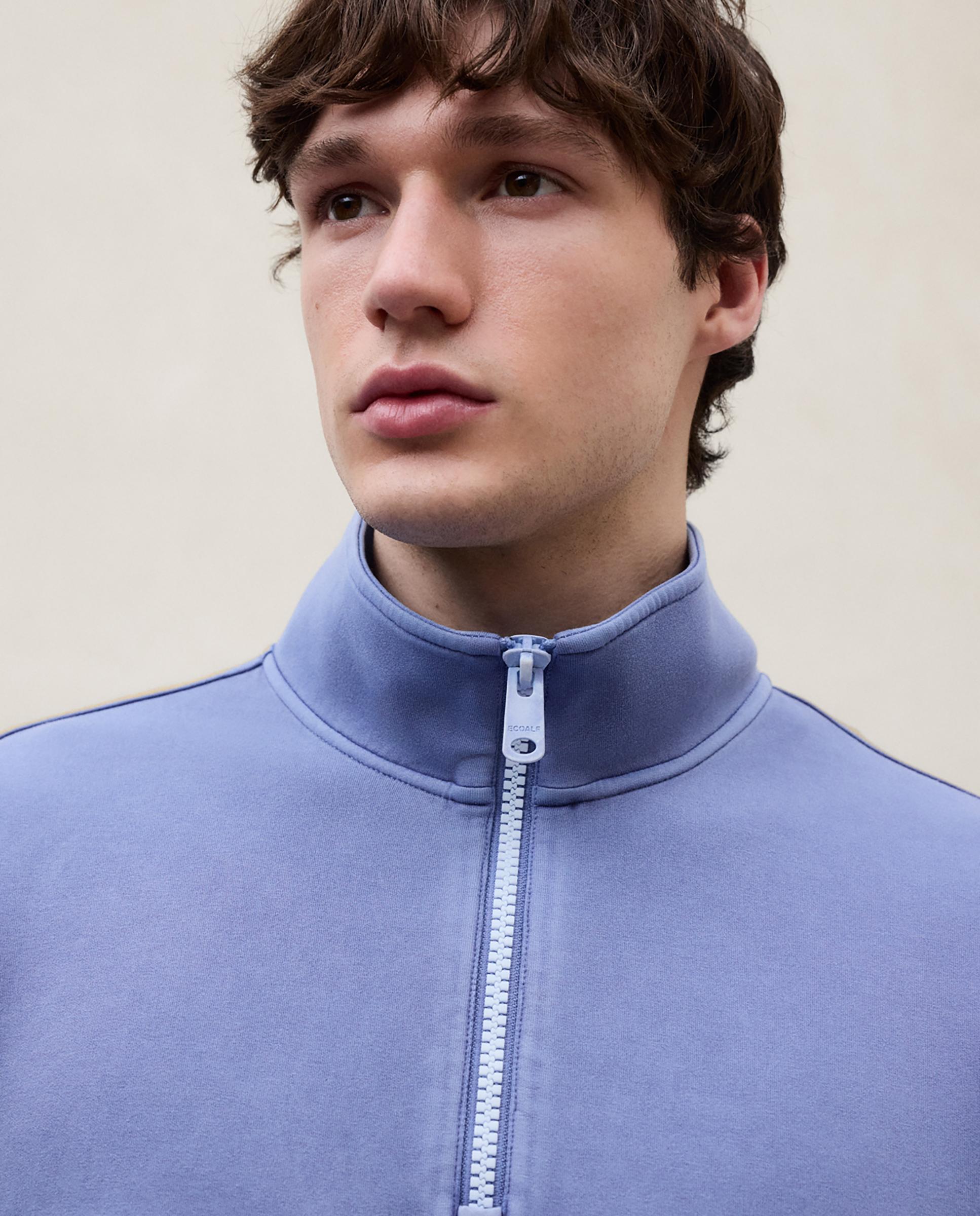 Sudadera sin capucha de hombre con cuello alto y cremallera - Ecoalf - Azul celeste Azul celeste-5