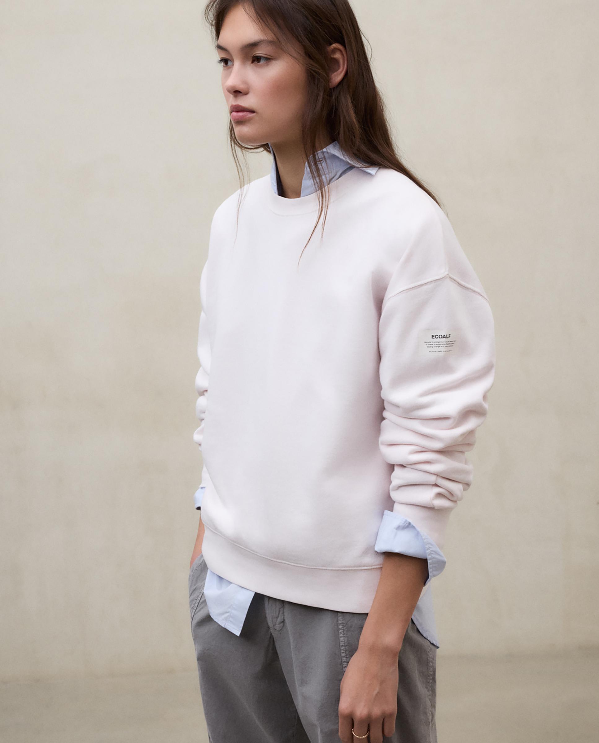 Sudadera de mujer con corte holgado y cuello redondo - Ecoalf - Rosa claro Rosa claro-2
