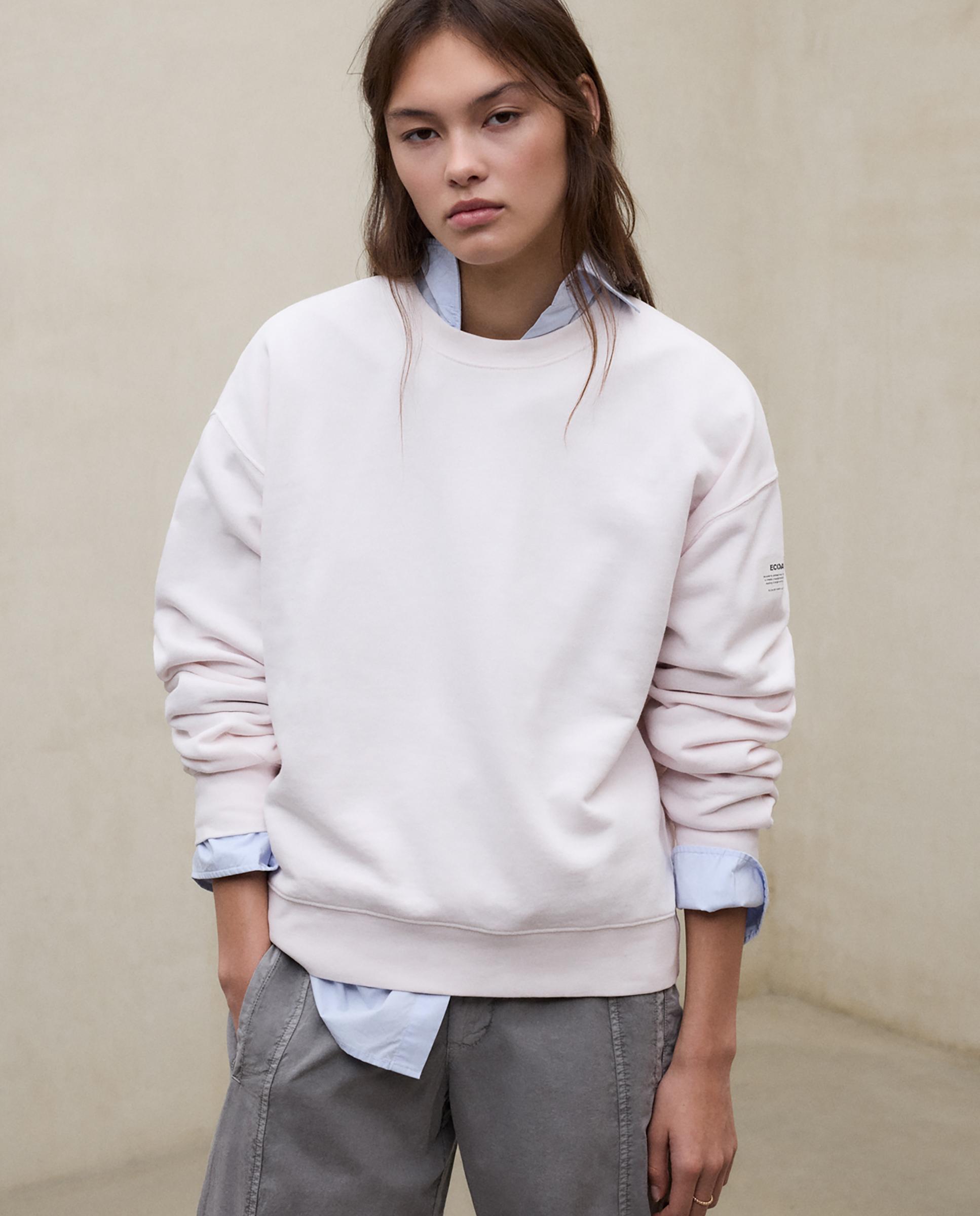 Sudadera de mujer con corte holgado y cuello redondo - Ecoalf - Rosa claro Rosa claro-3