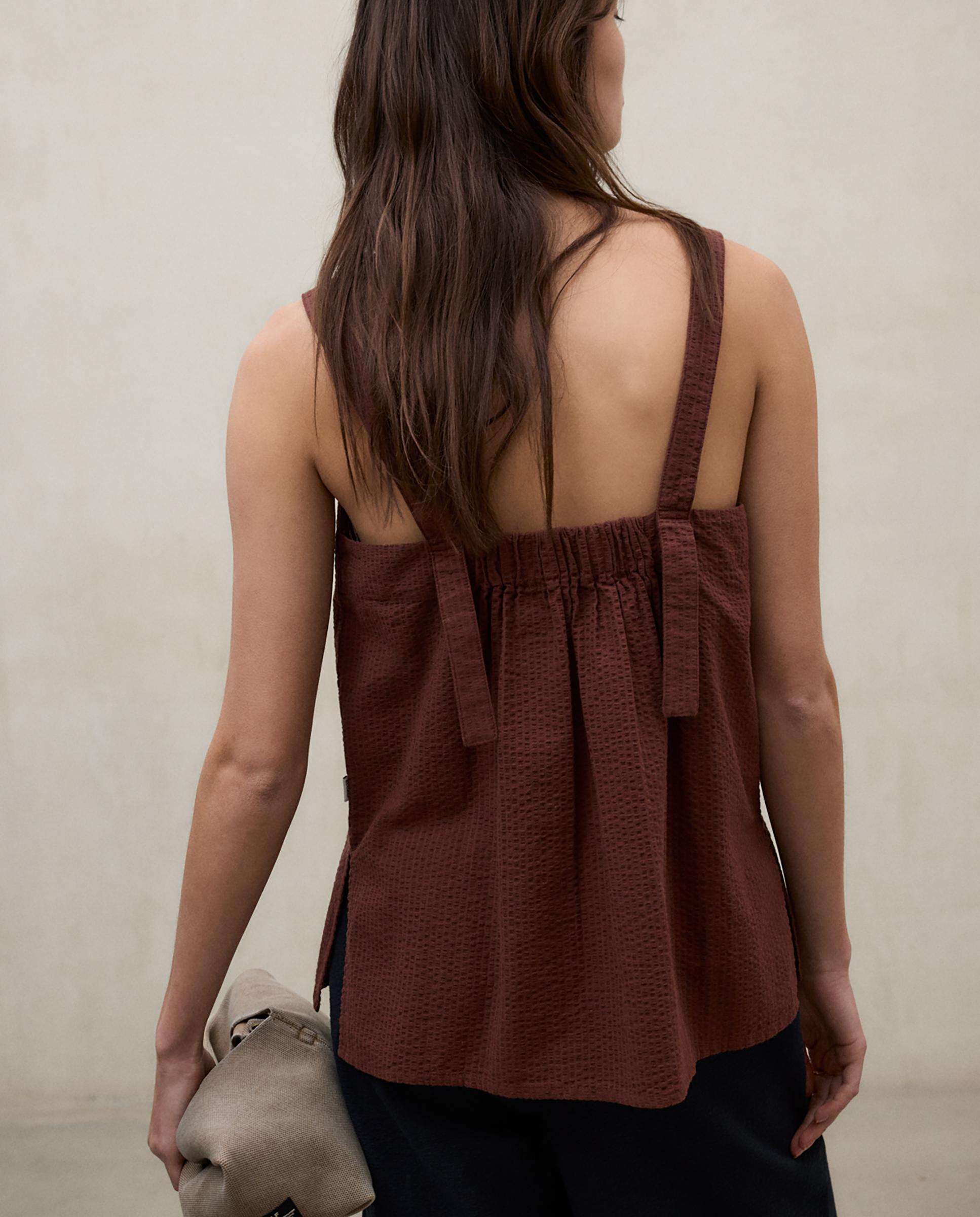 Camiseta de mujer escote cuadrado y tirantes - Ecoalf - Marrón Marrón-5