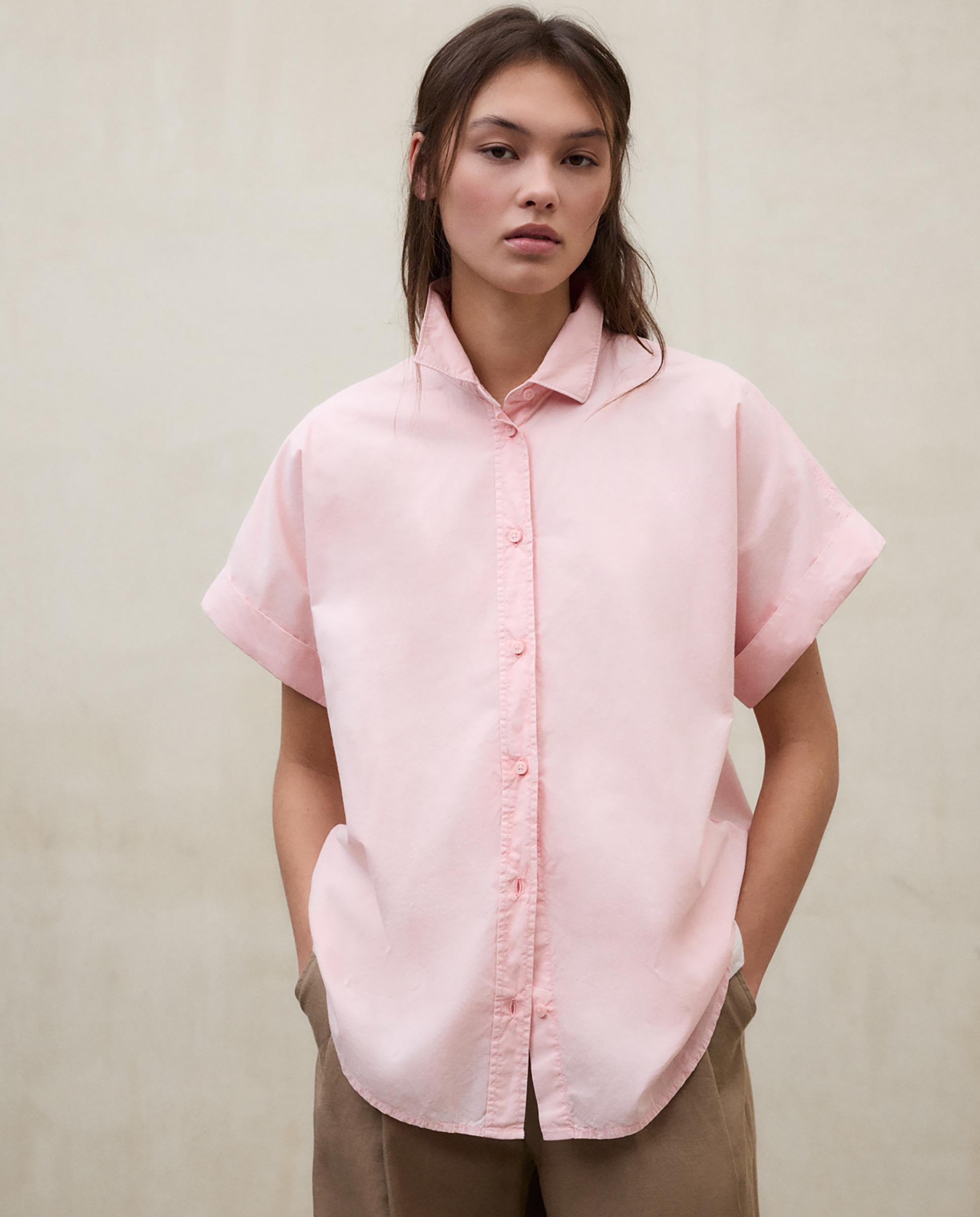 Camisa de mujer de manga corta de algodón - Ecoalf - Rosa claro Rosa claro-4