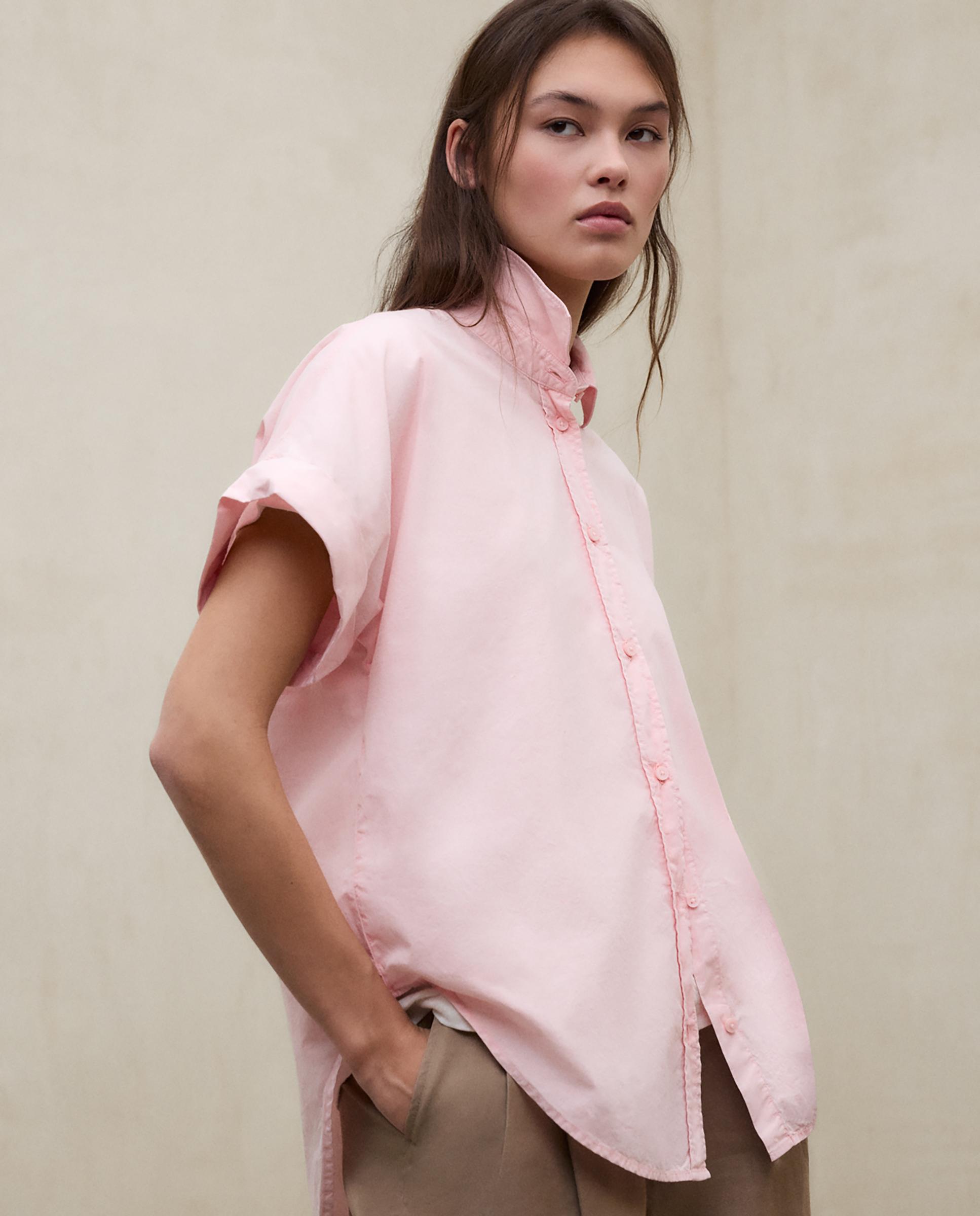 Camisa de mujer de manga corta de algodón - Ecoalf - Rosa claro Rosa claro-5
