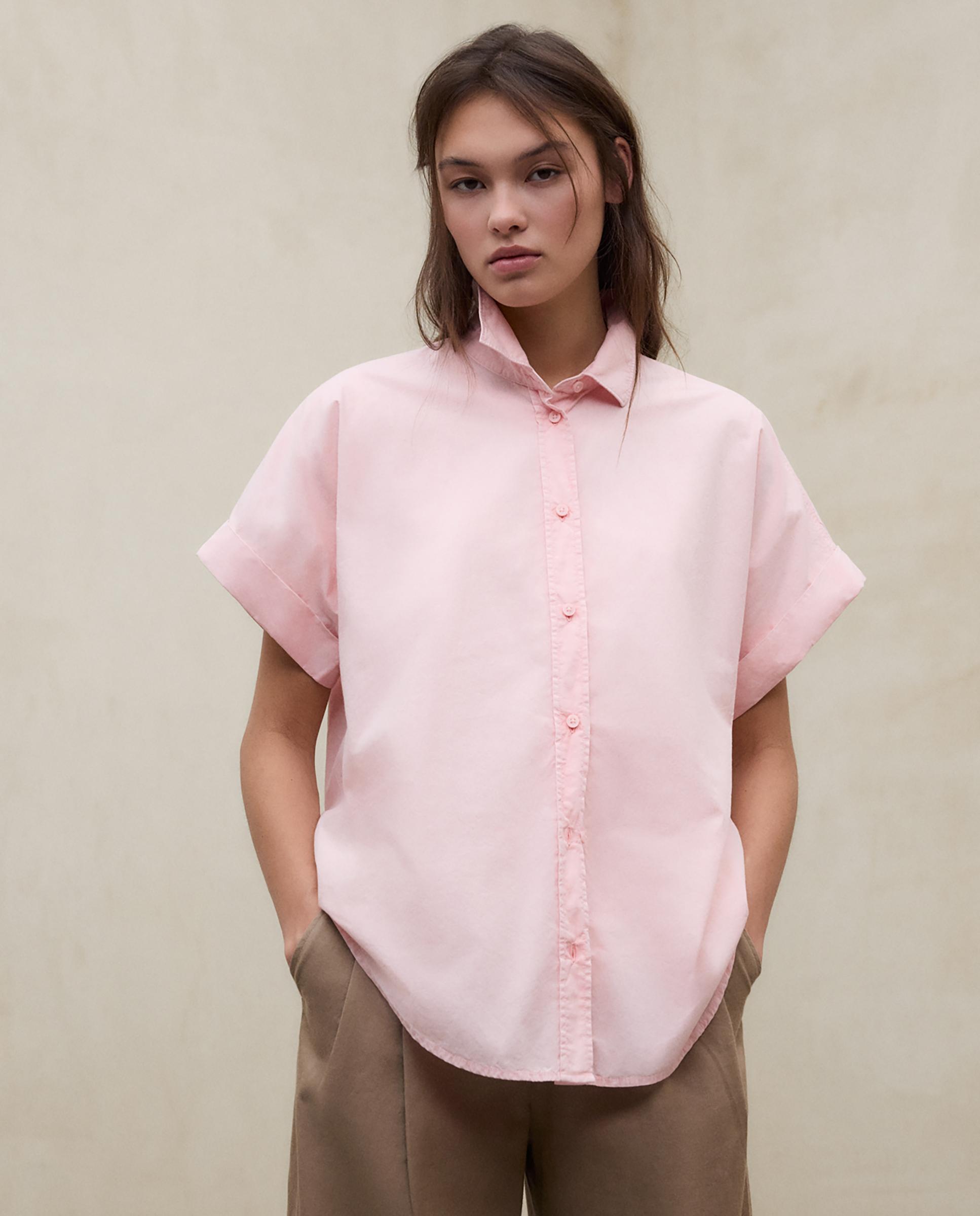 Camisa de mujer de manga corta de algodón - Ecoalf - Rosa claro Rosa claro-7