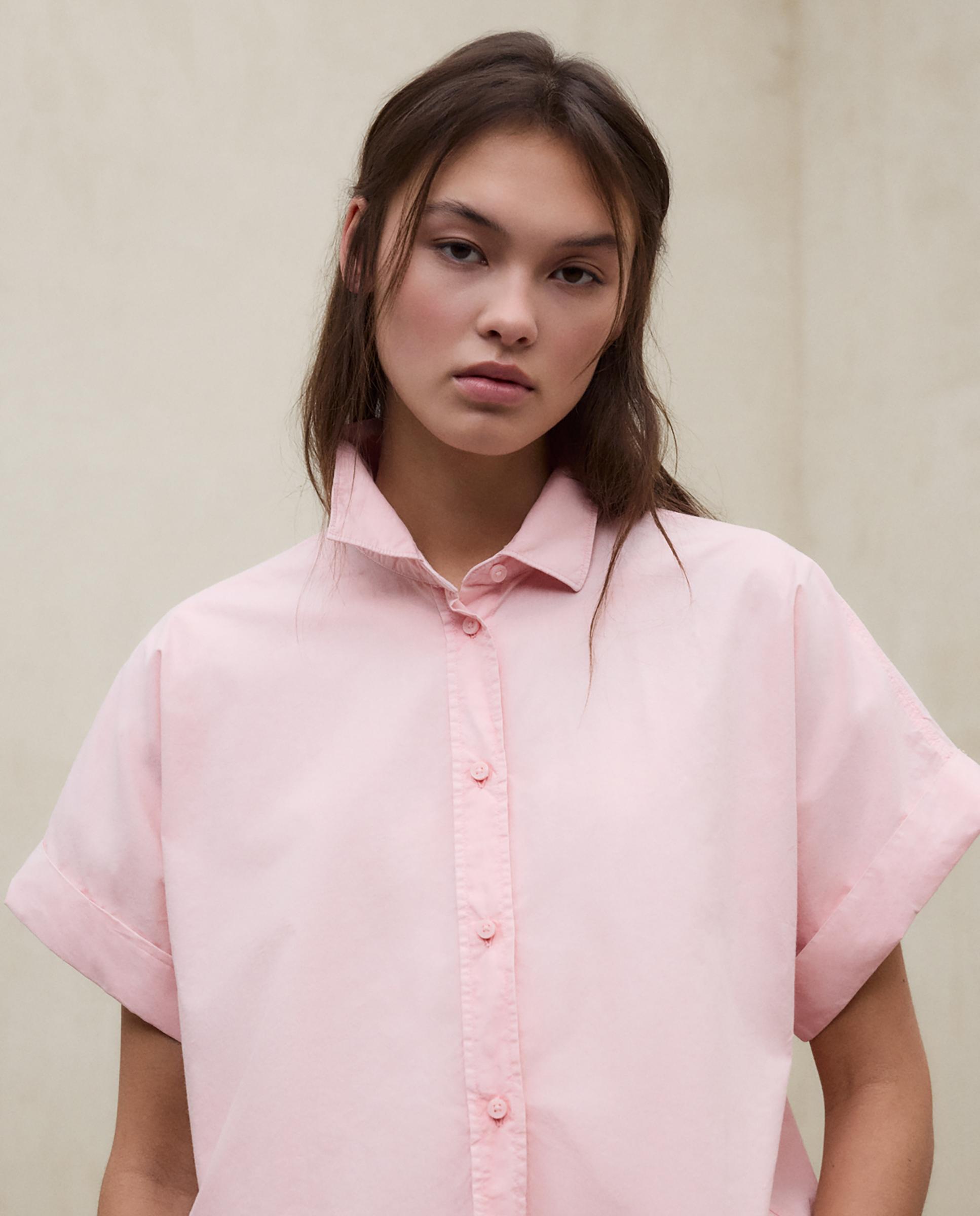 Camisa de mujer de manga corta de algodón - Ecoalf - Rosa claro Rosa claro-8