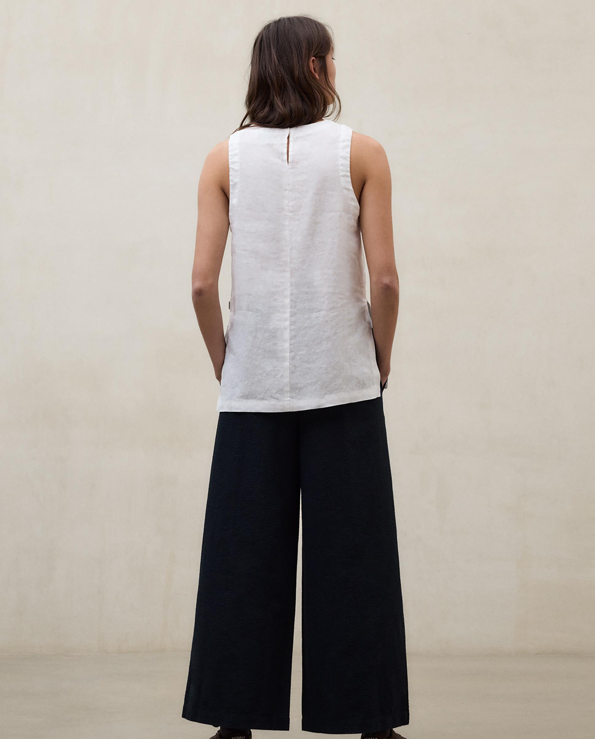 Blusa de mujer sin mangas de lino - Ecoalf - Blanco Blanco-3