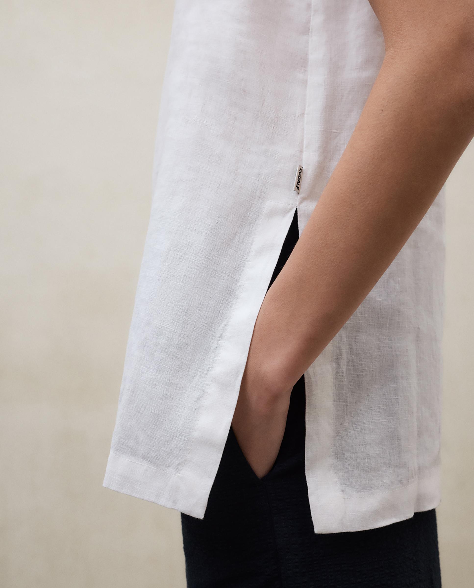 Blusa de mujer sin mangas de lino - Ecoalf - Blanco Blanco-5
