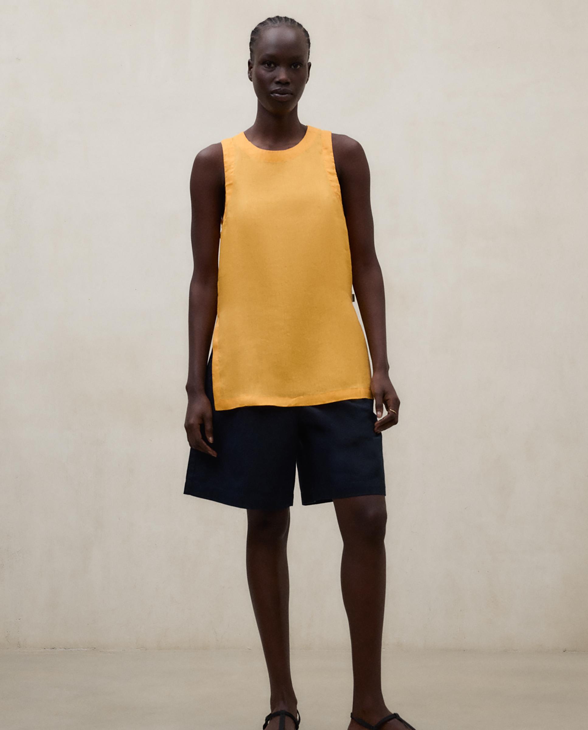 Blusa de mujer sin mangas de lino - Ecoalf - Naranja fuerte Naranja fuerte-1