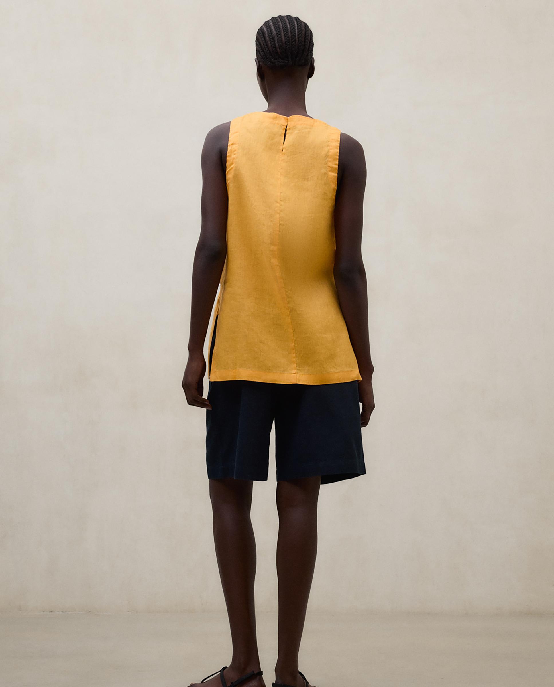 Blusa de mujer sin mangas de lino - Ecoalf - Naranja fuerte Naranja fuerte-3