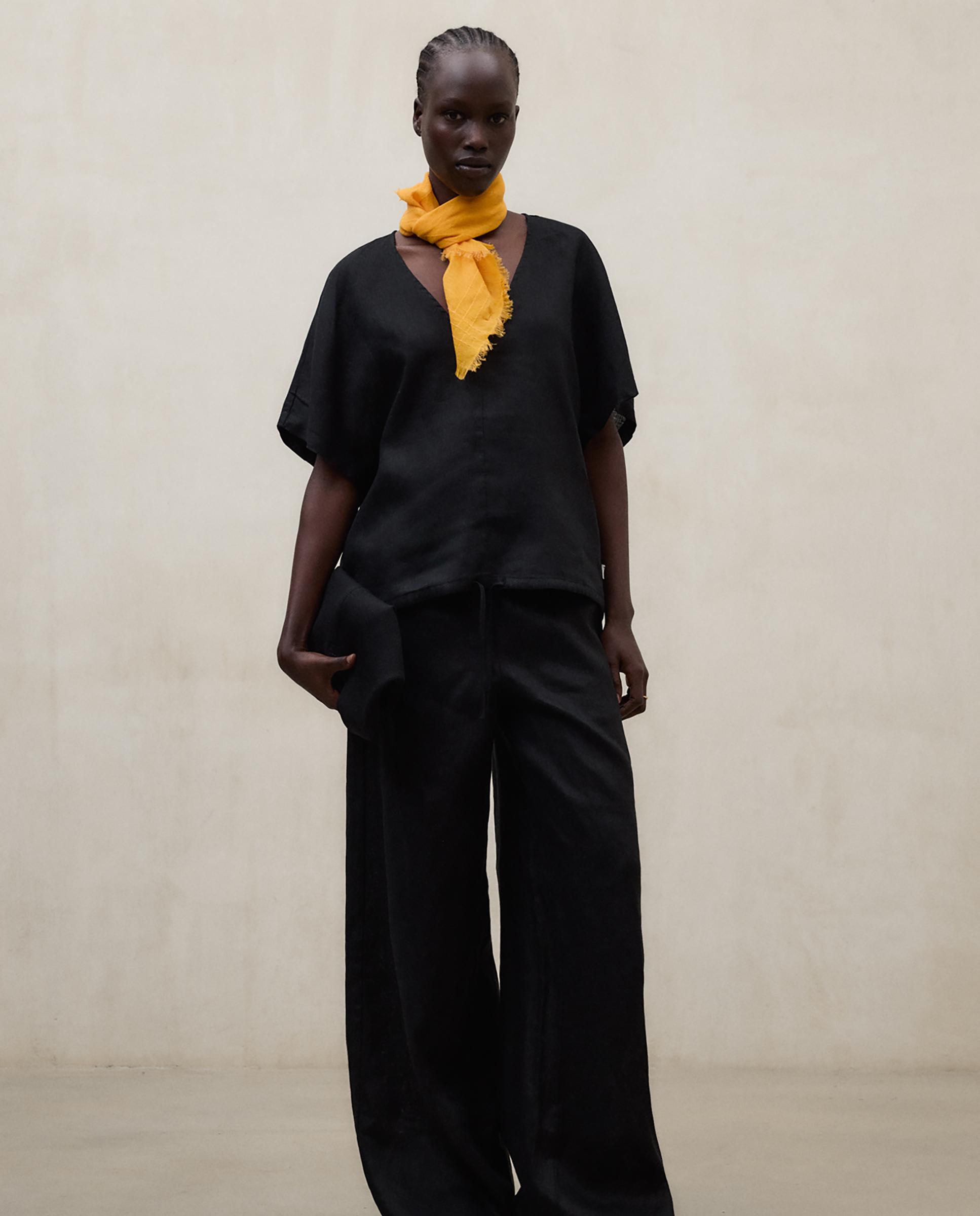 Ecoalf - Pantalón ancho de mujer de lino con cintura elástica.