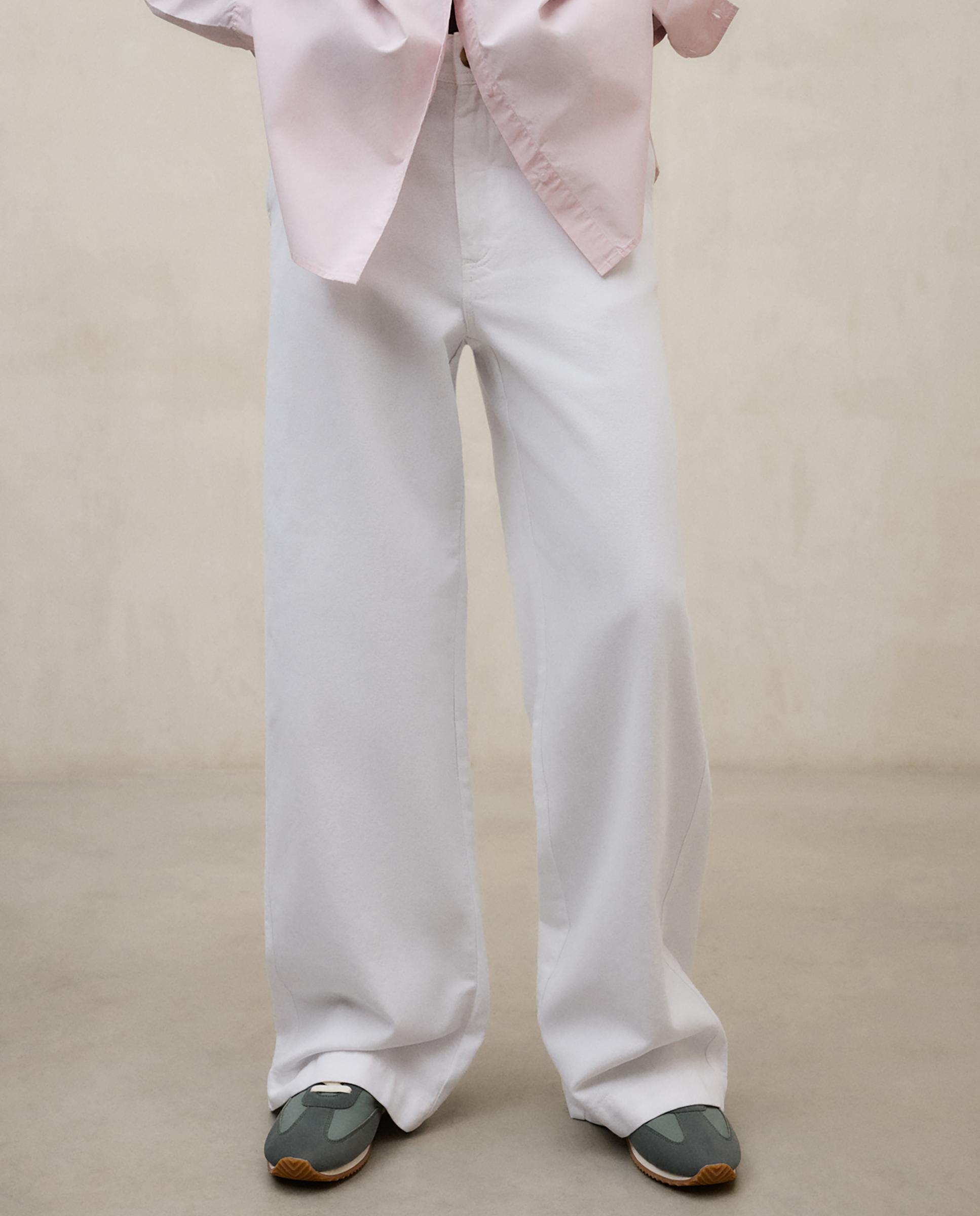 Vaquero ancho de mujer de tiro alto y bolsillos parche - Ecoalf - Blanco Blanco-3