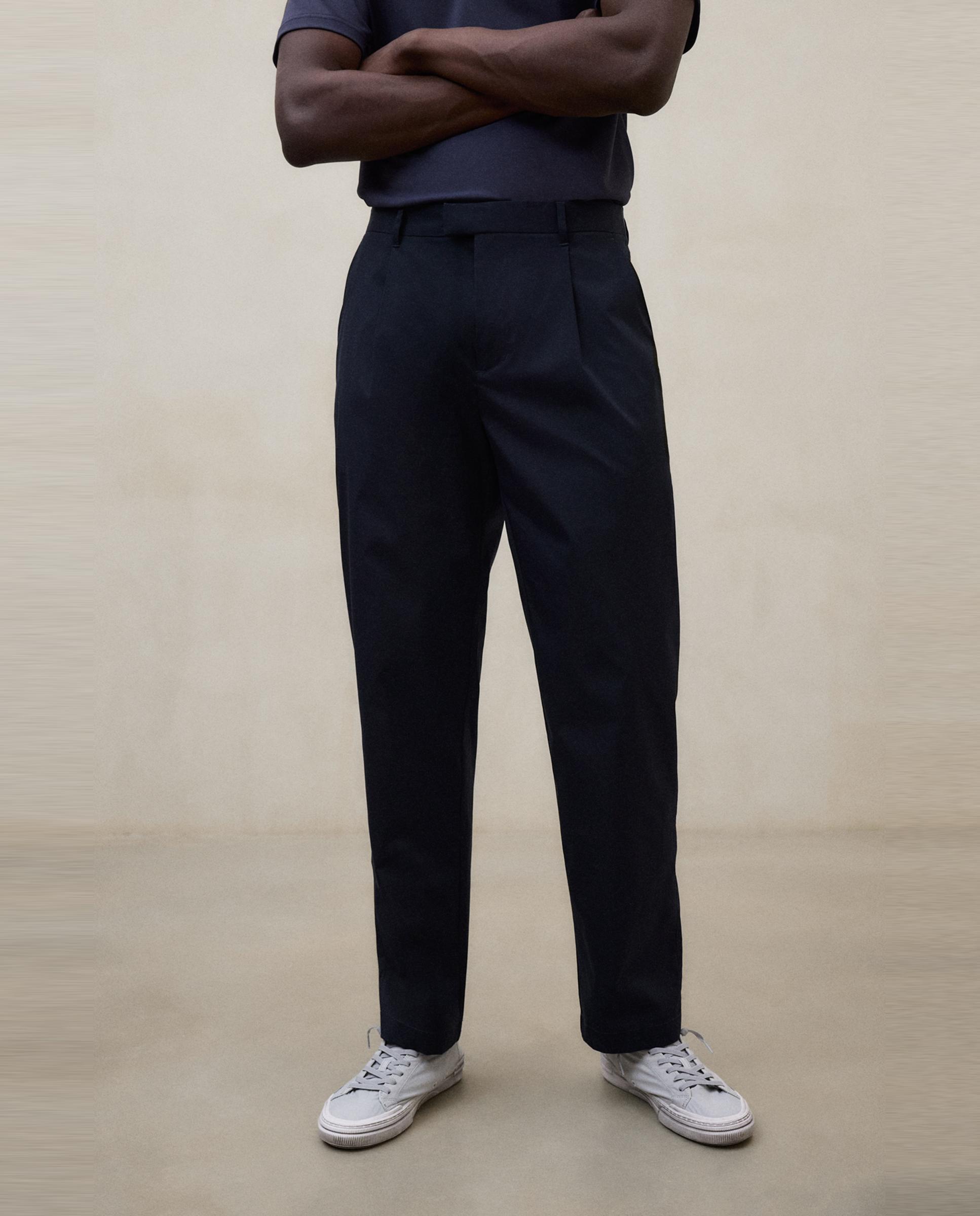 Pantalón de vestir de hombre de corte relajado con pinzas - Ecoalf - Azul marino Azul marino-4