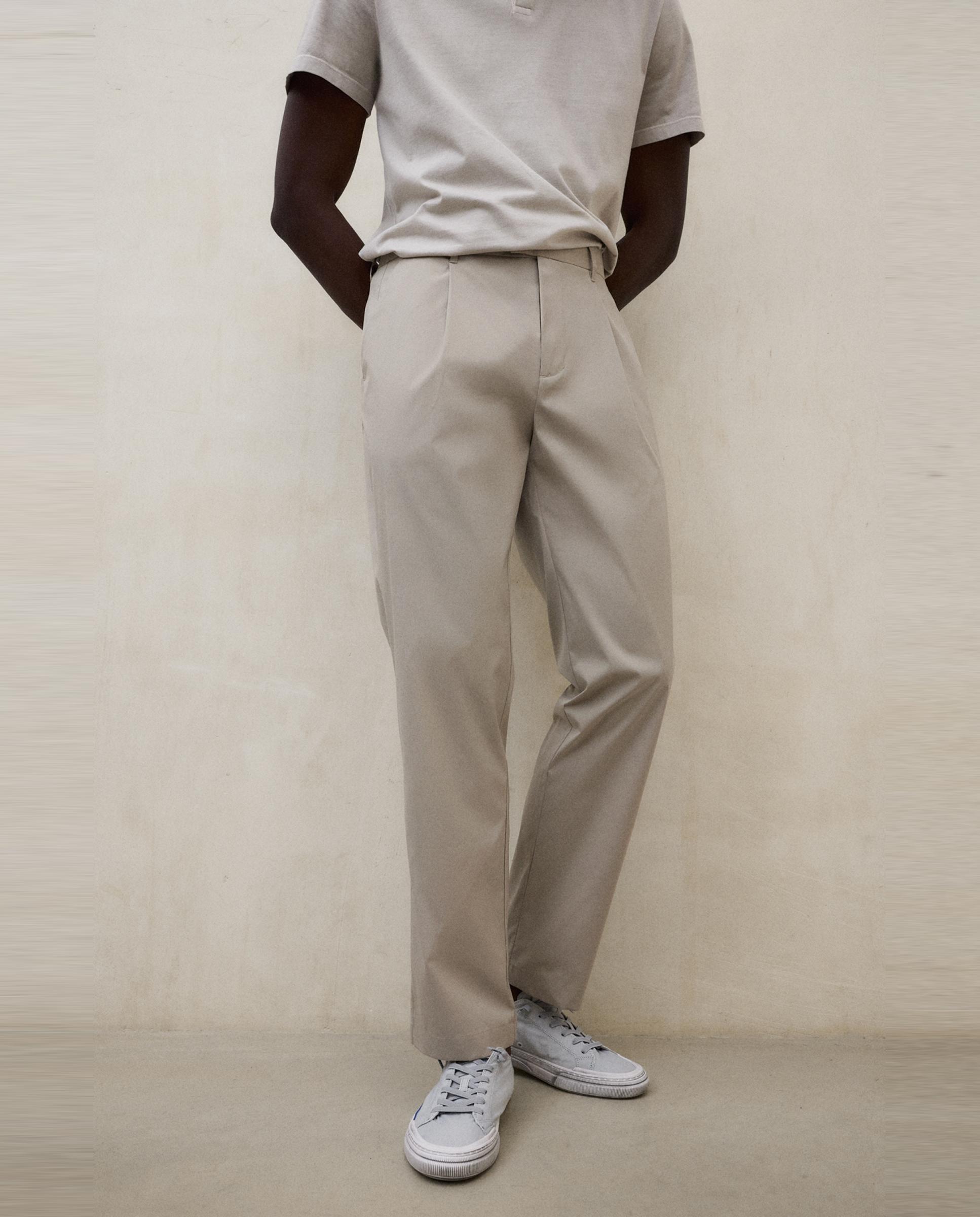 Pantalón de vestir de hombre de corte relajado con pinzas - Ecoalf - Beige Beige-4