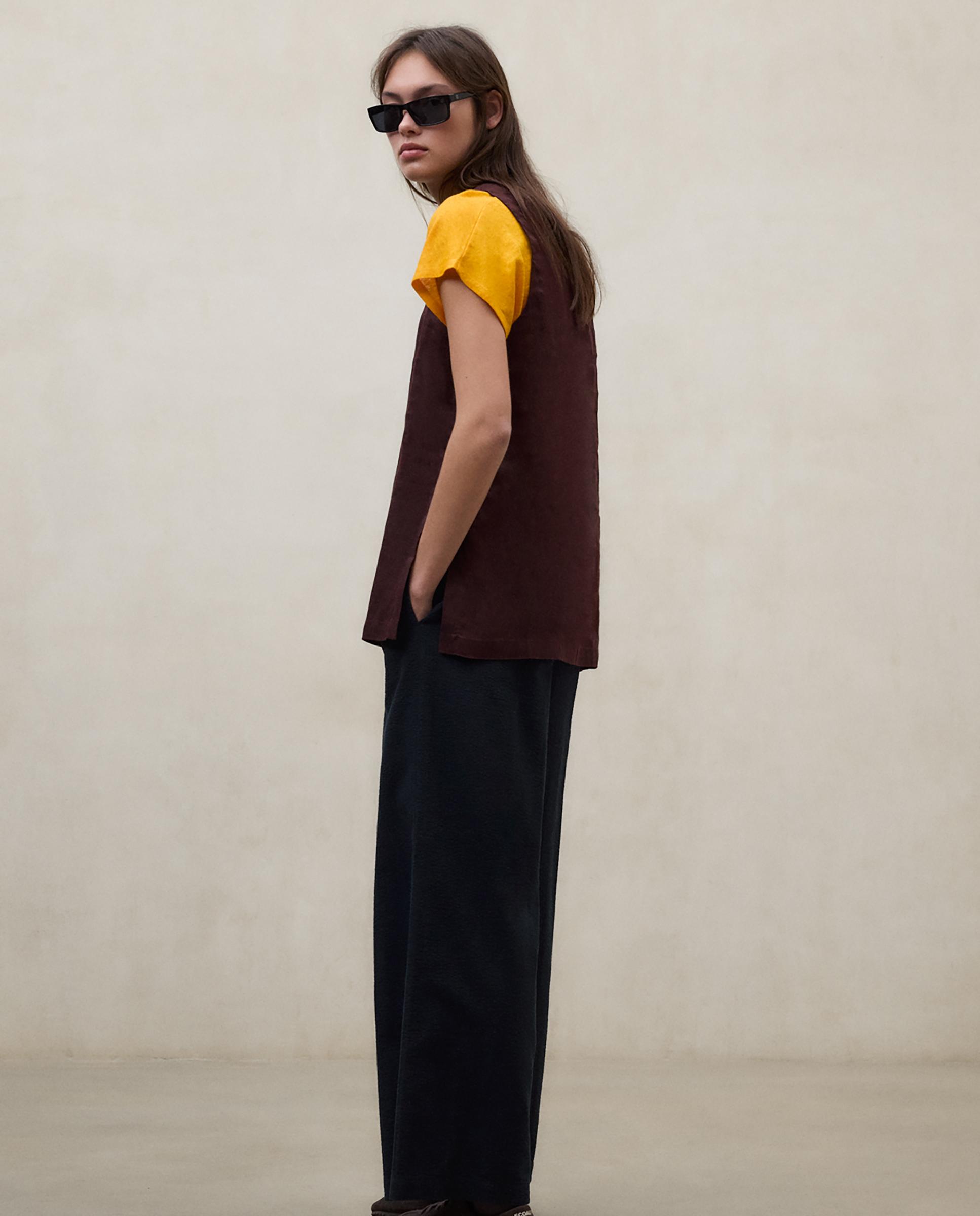 Blusa de mujer sin mangas de lino - Ecoalf - Marrón Marrón-2