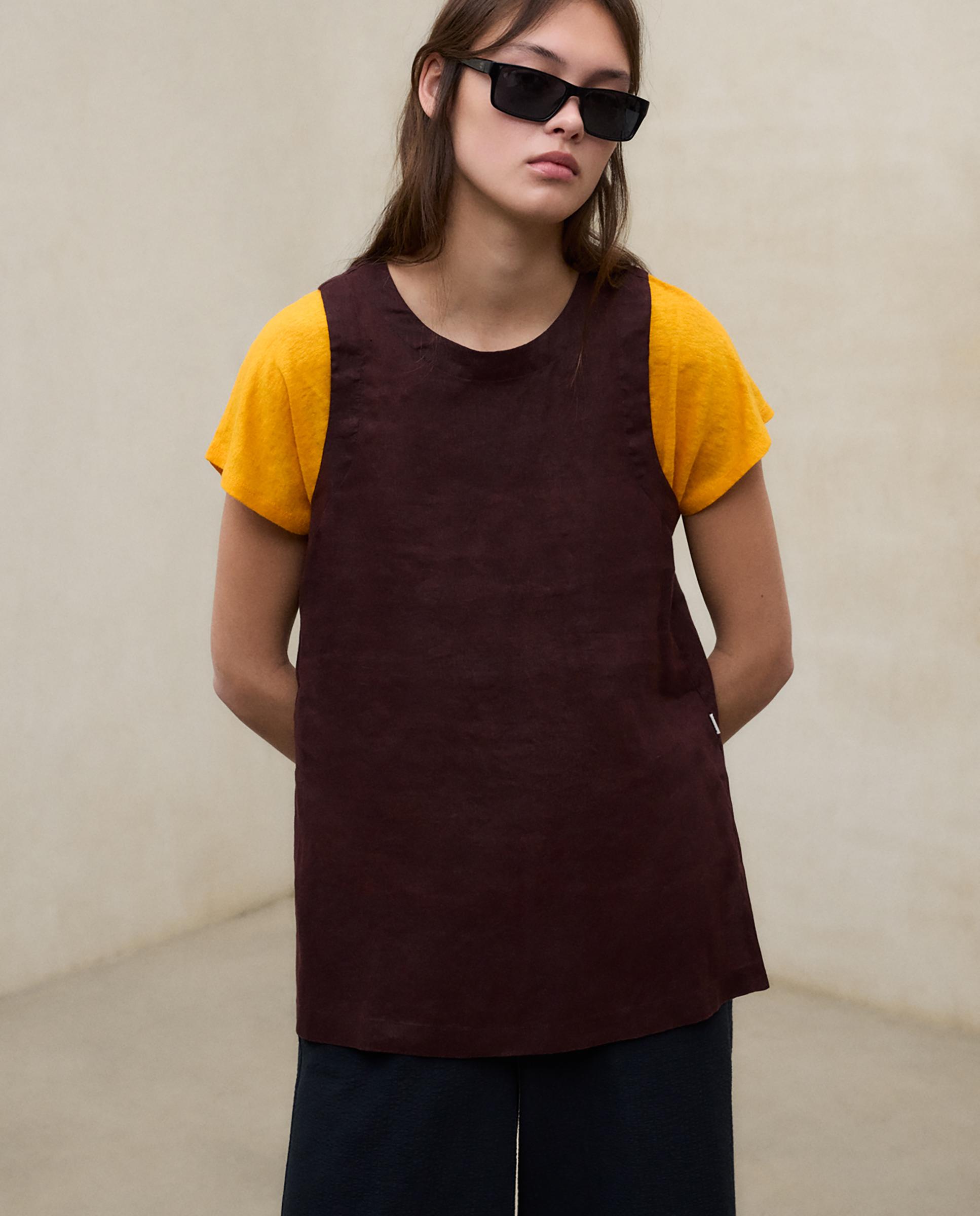 Blusa de mujer sin mangas de lino - Ecoalf - Marrón Marrón-3
