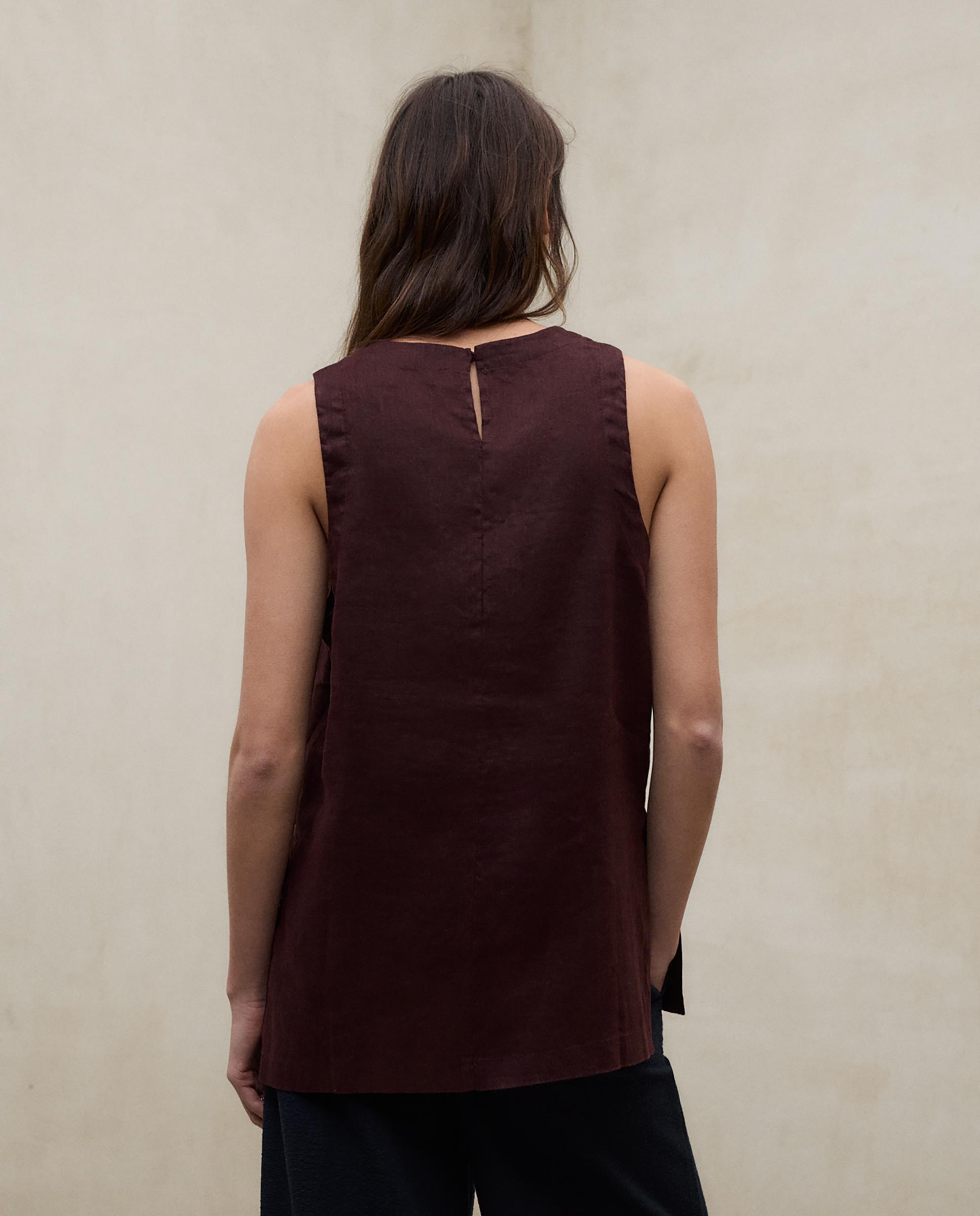 Blusa de mujer sin mangas de lino - Ecoalf - Marrón Marrón-6