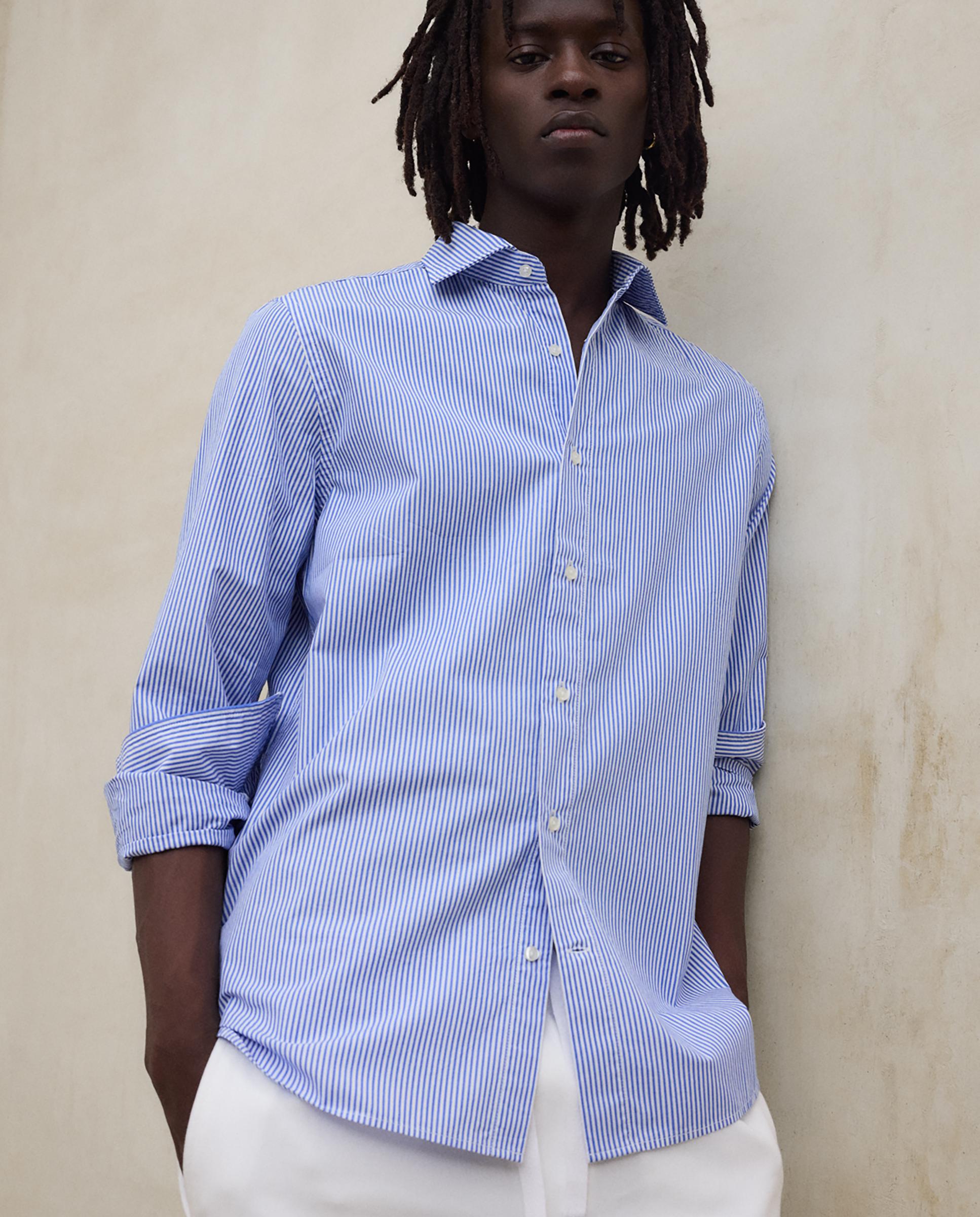 Camisa de vestir de hombre en algodón de rayas - Ecoalf - Azul celeste Azul celeste-2
