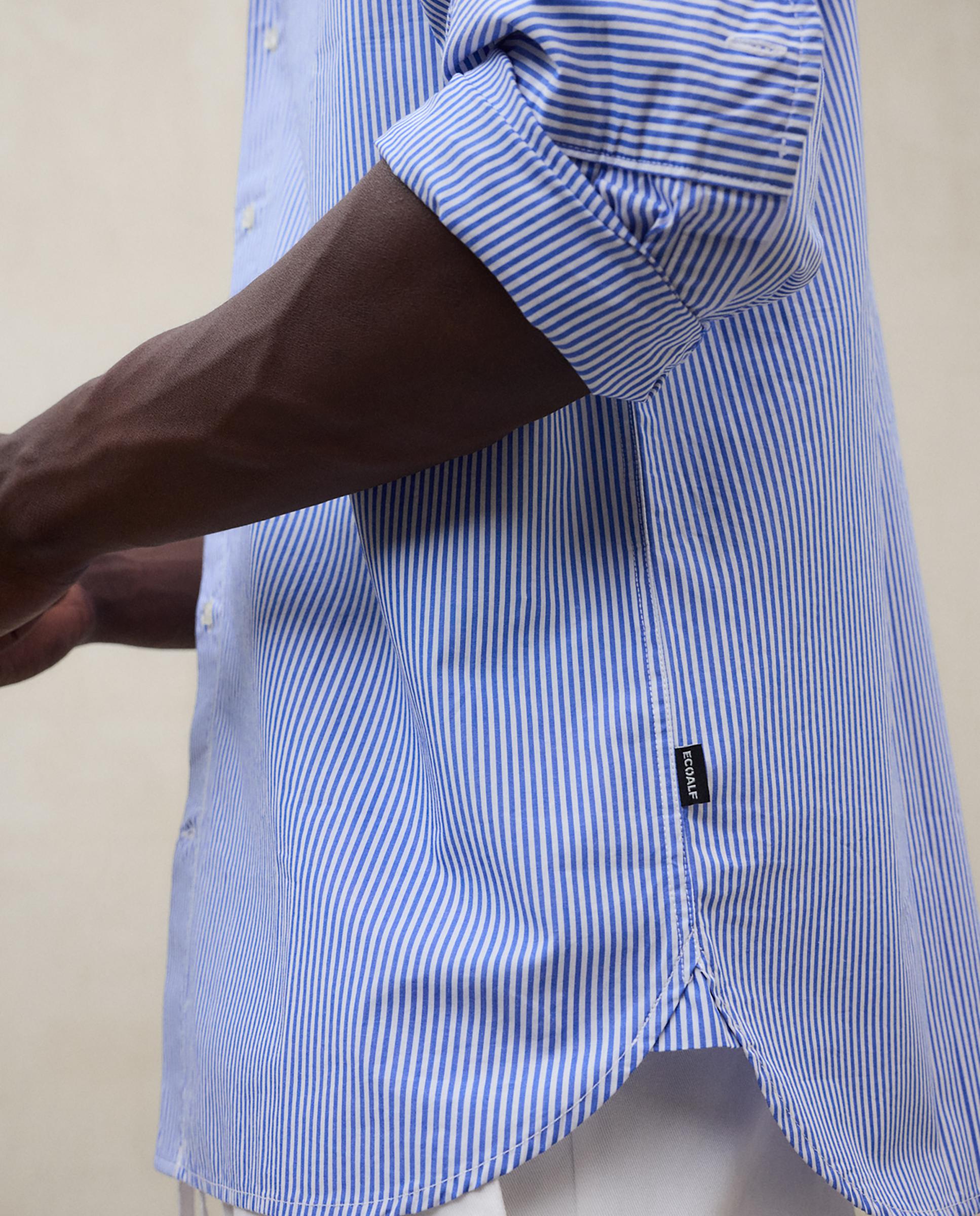 Camisa de vestir de hombre en algodón de rayas - Ecoalf - Azul celeste Azul celeste-5