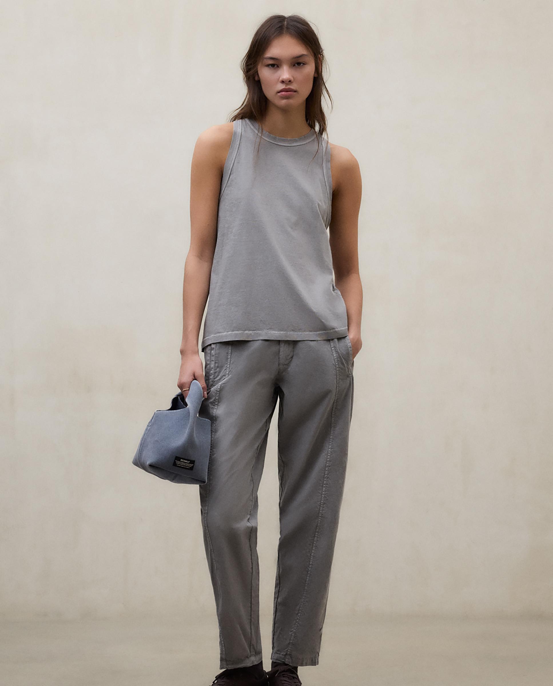 Ecoalf - Pantalón recto de mujer de algodón con cremallera y botón.