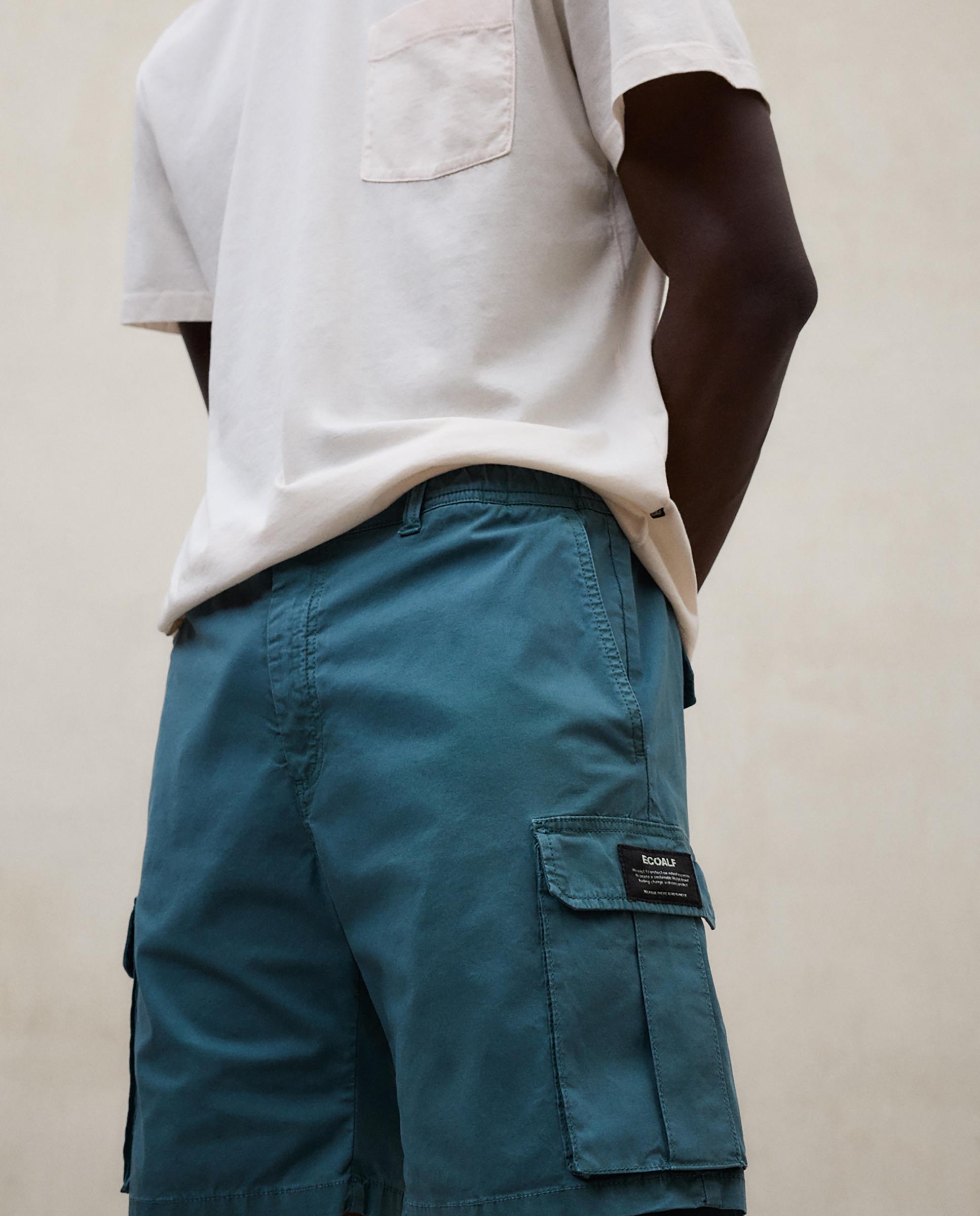 Pantalón corto cargo de hombre de tiro medio en algodón - Ecoalf - Verde azulado Verde azulado-3