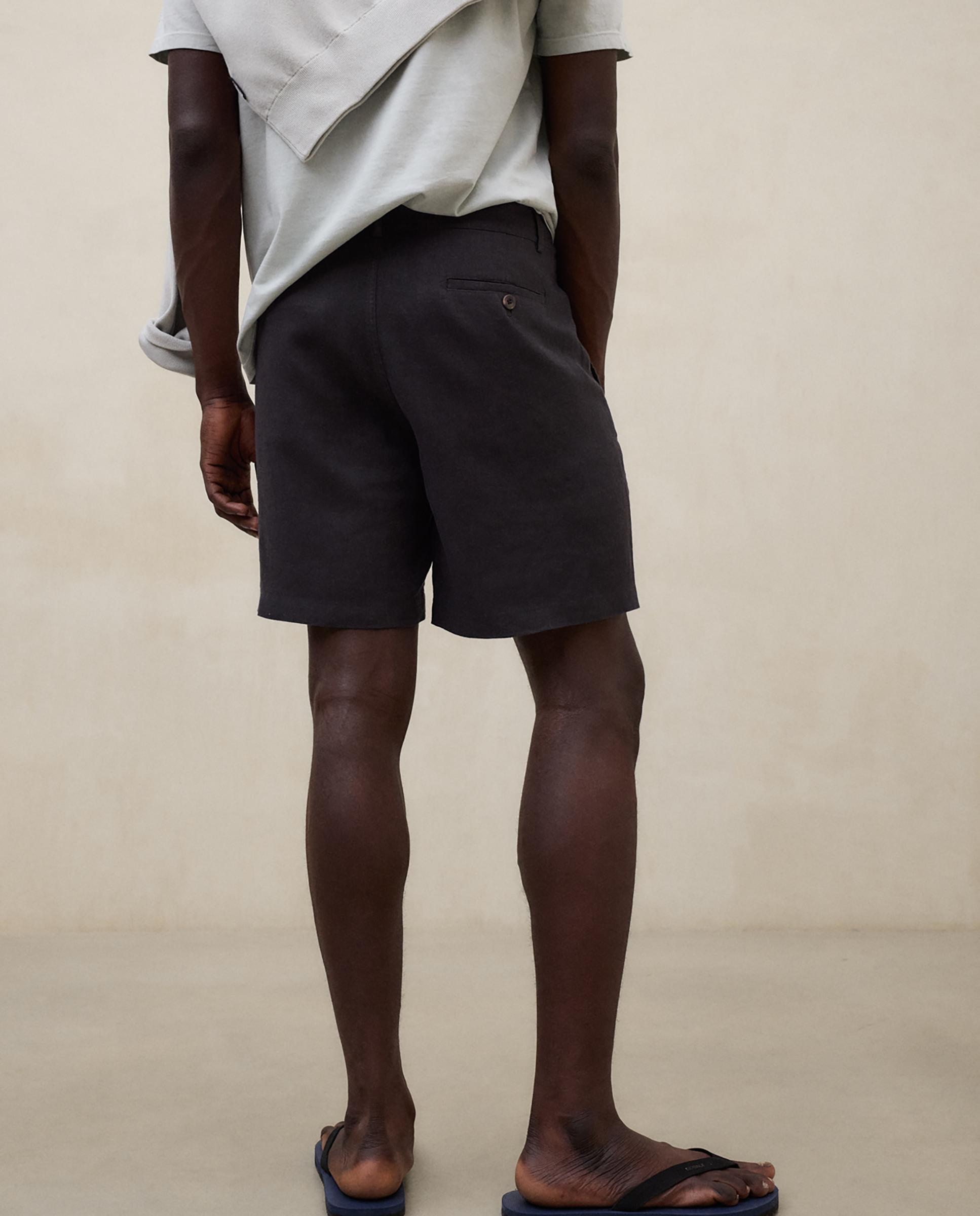 Pantalón corto de lino de hombre regular fit de tiro medio - Ecoalf - Gris oscuro Gris oscuro-5