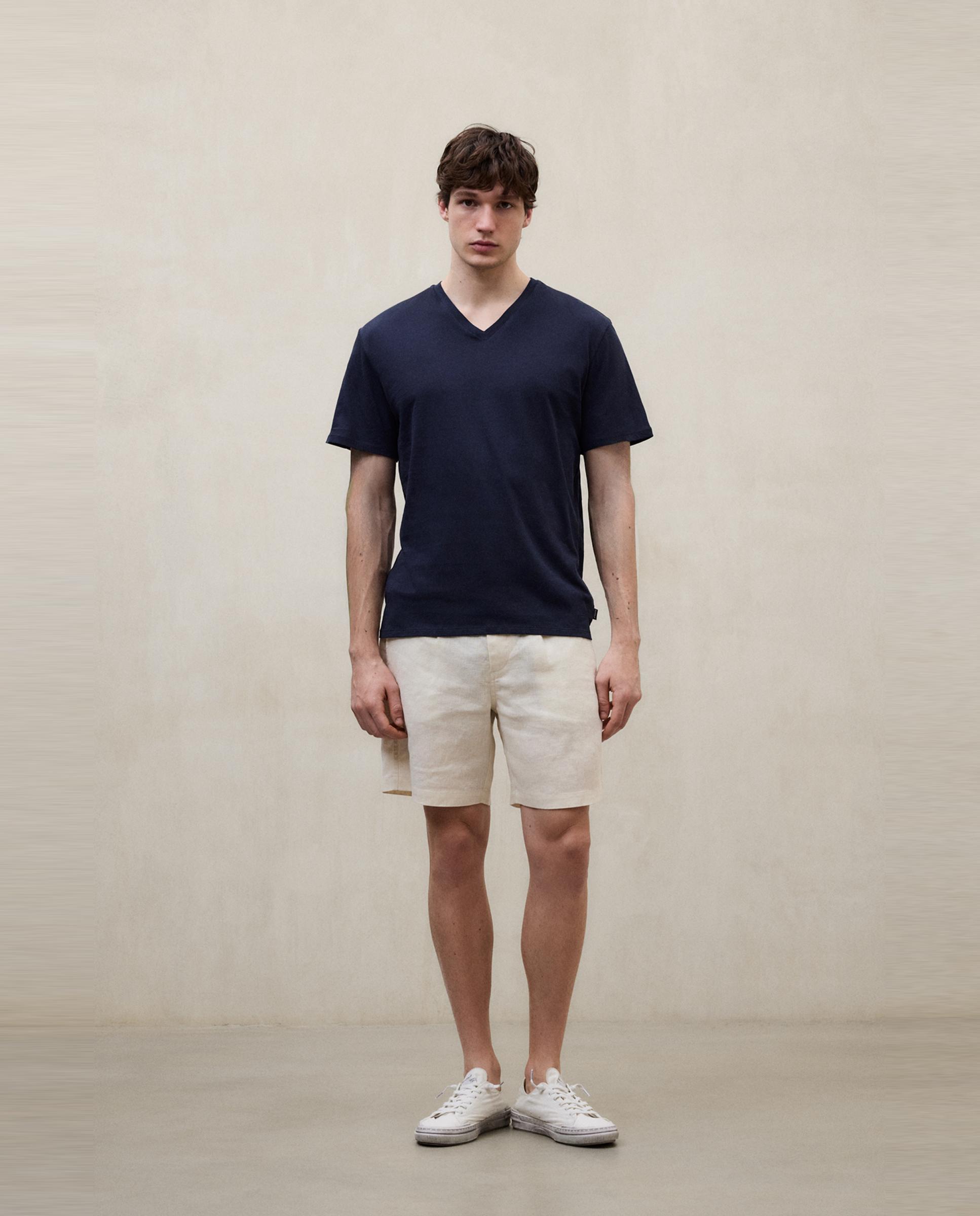 Pantalón corto de lino de hombre regular fit de tiro medio - Ecoalf - Beige Beige-1