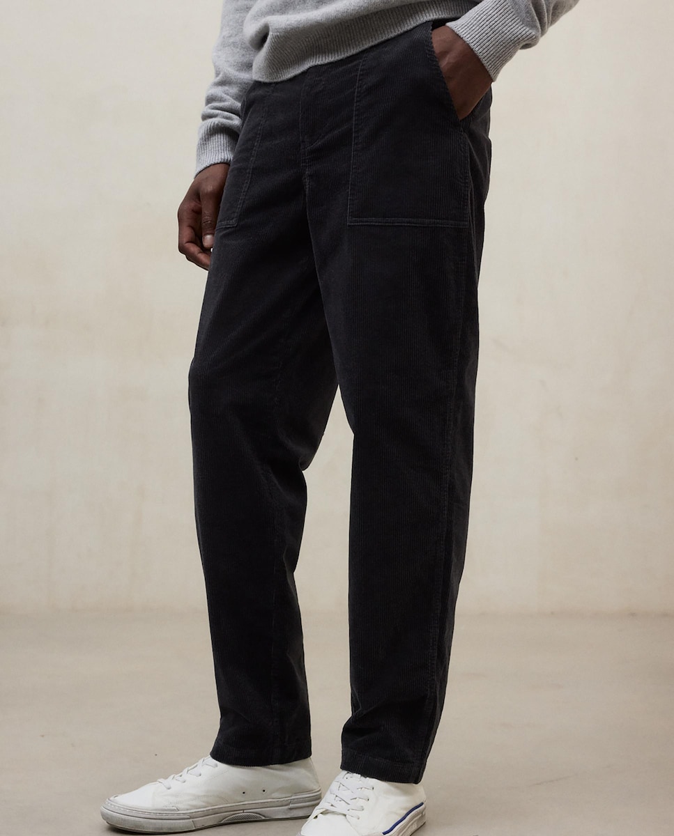 Pantalones de pana de hombre con cierre de botón y cremallera