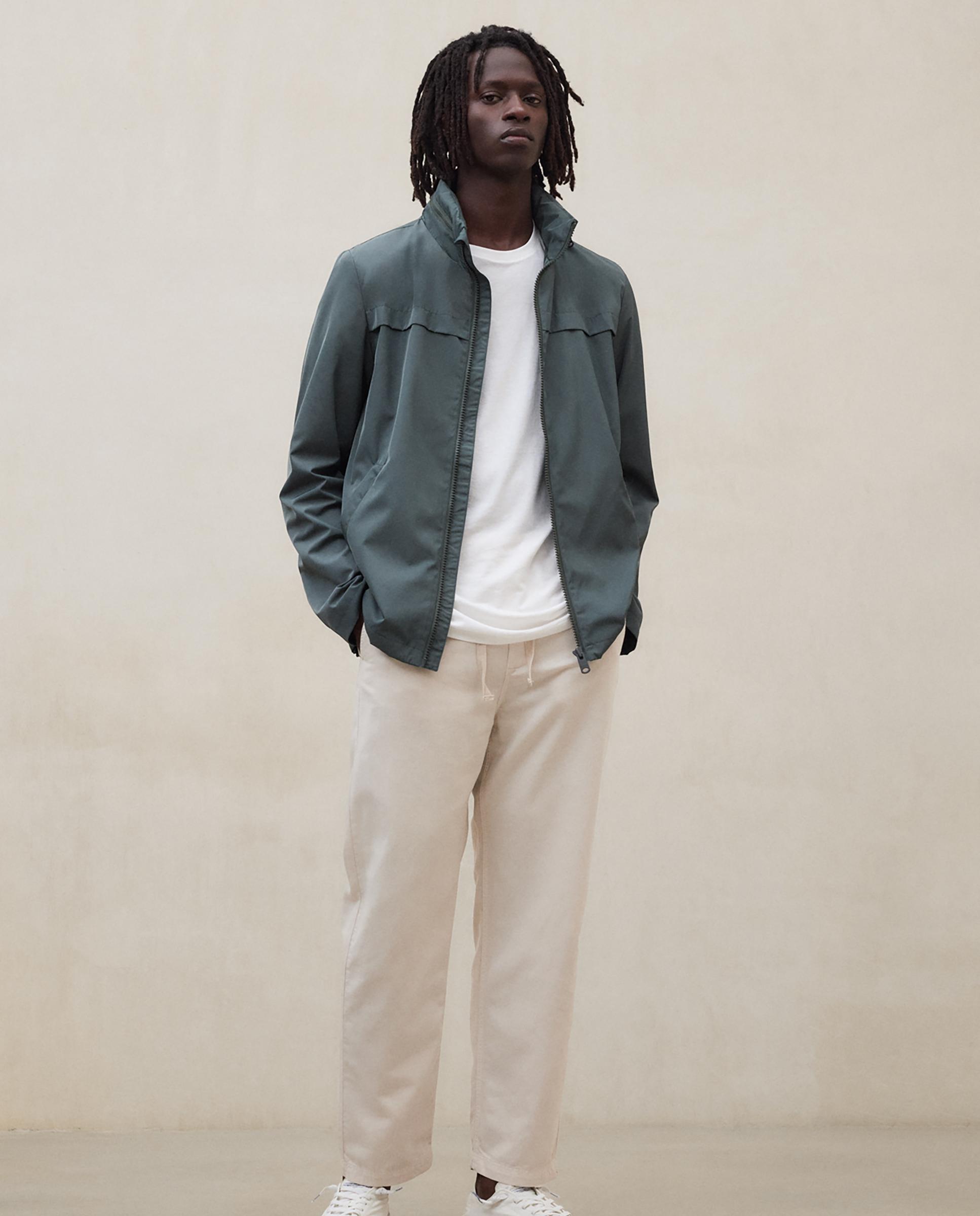 Chaqueta de hombre con capucha plegada y cierre cremallera - Ecoalf - Verde Verde-1