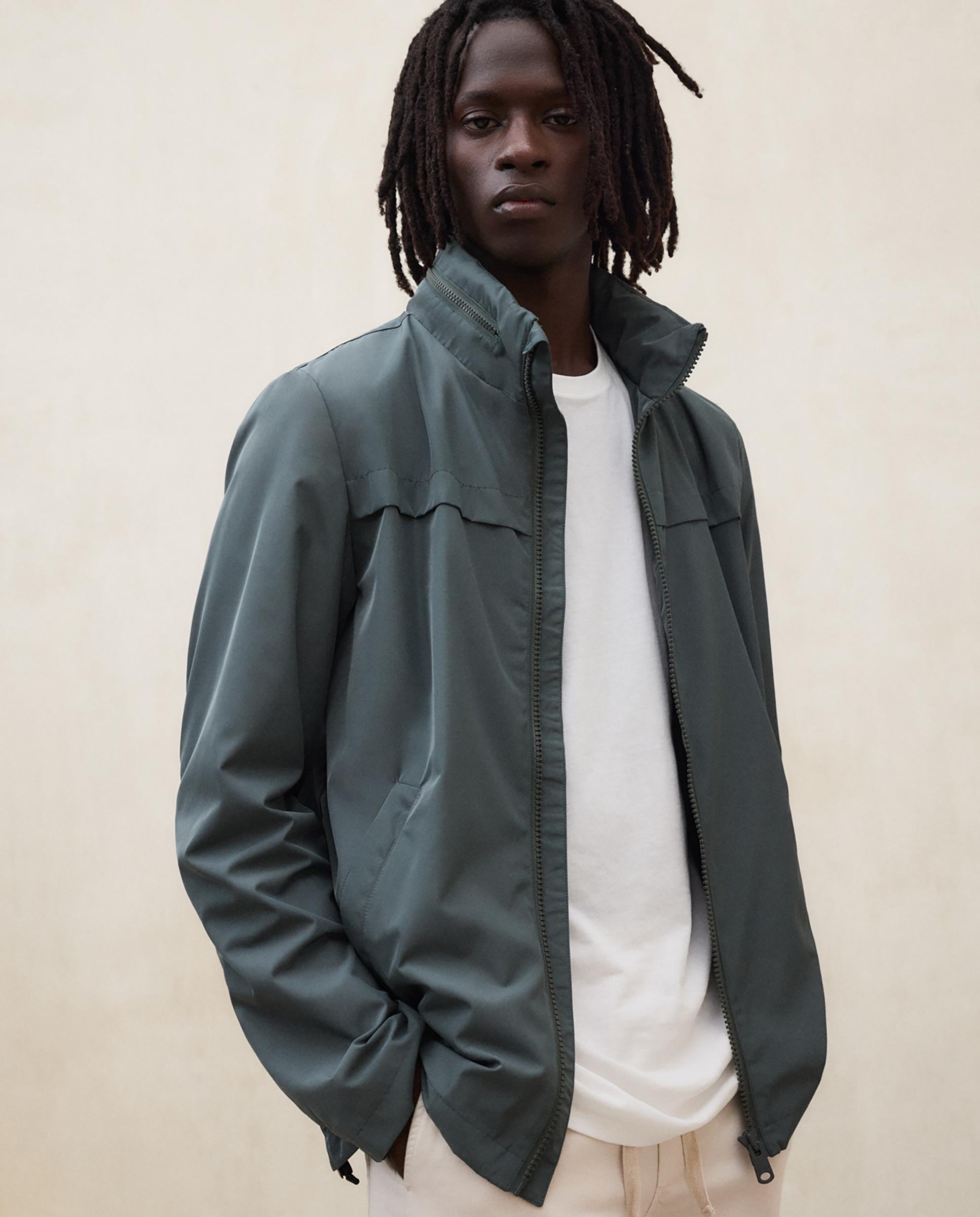Chaqueta de hombre con capucha plegada y cierre cremallera - Ecoalf - Verde Verde-5