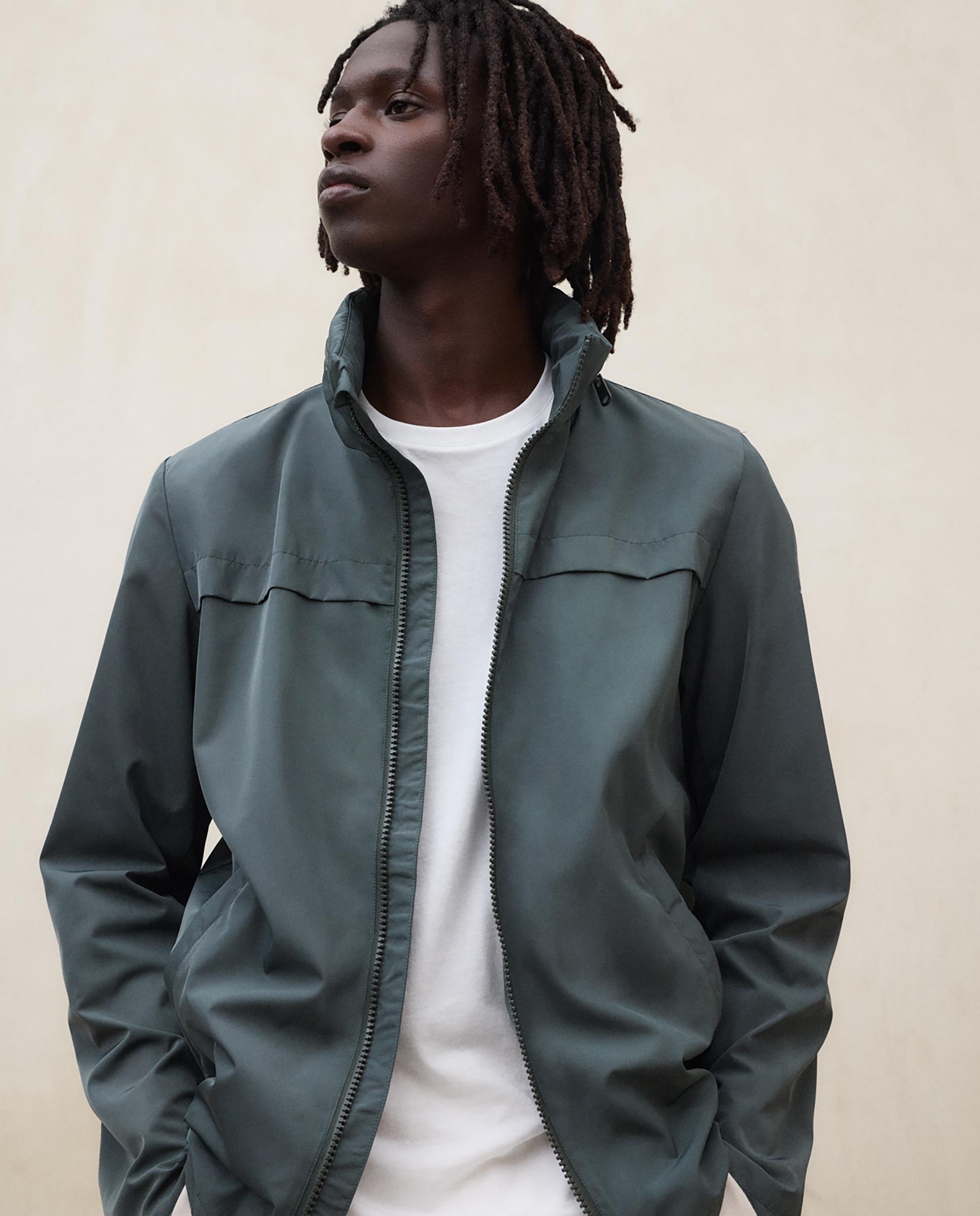 Chaqueta de hombre con capucha plegada y cierre cremallera - Ecoalf - Verde Verde-6