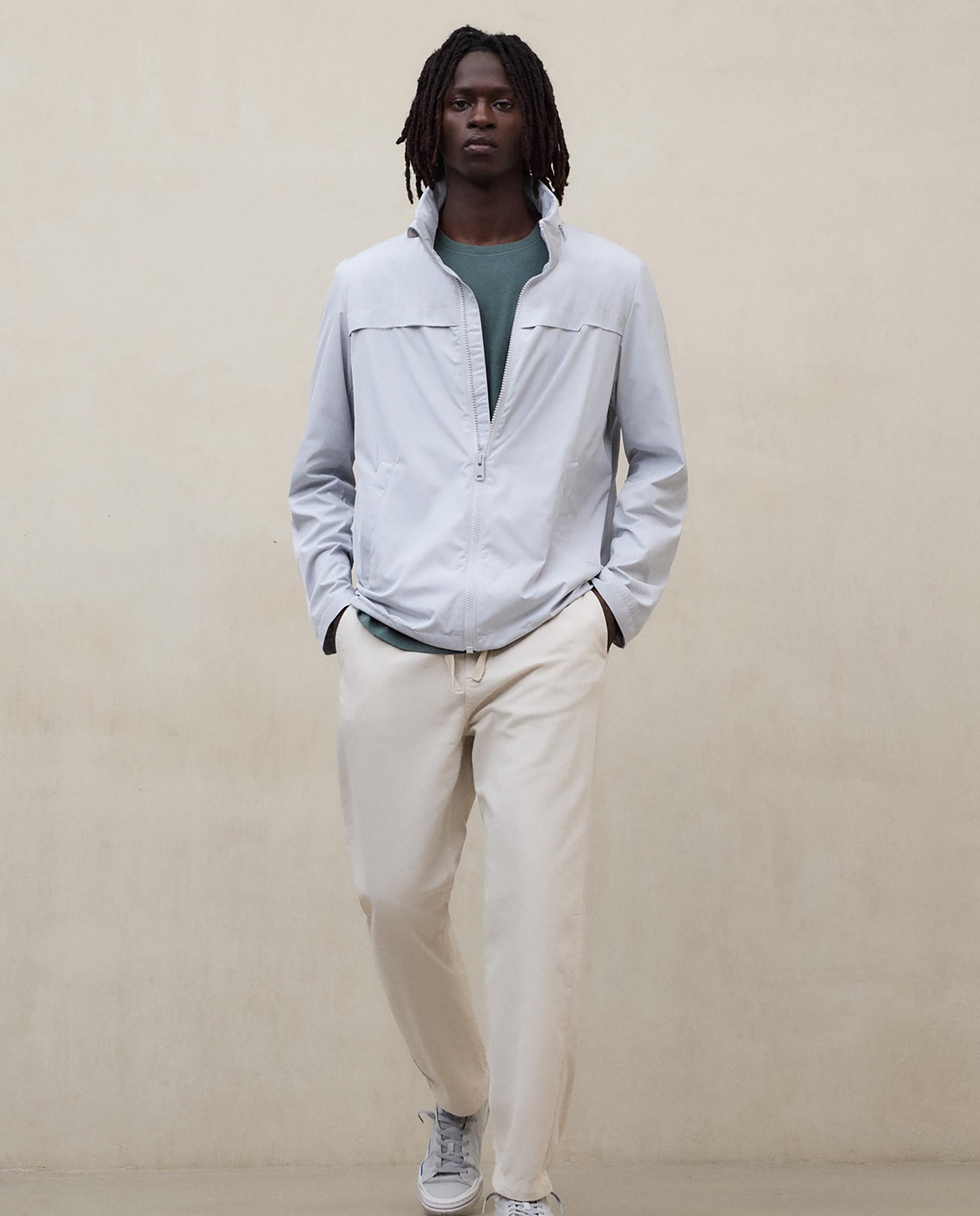 Chaqueta de hombre con capucha plegada y cierre cremallera - Ecoalf - Gris claro Gris claro-1