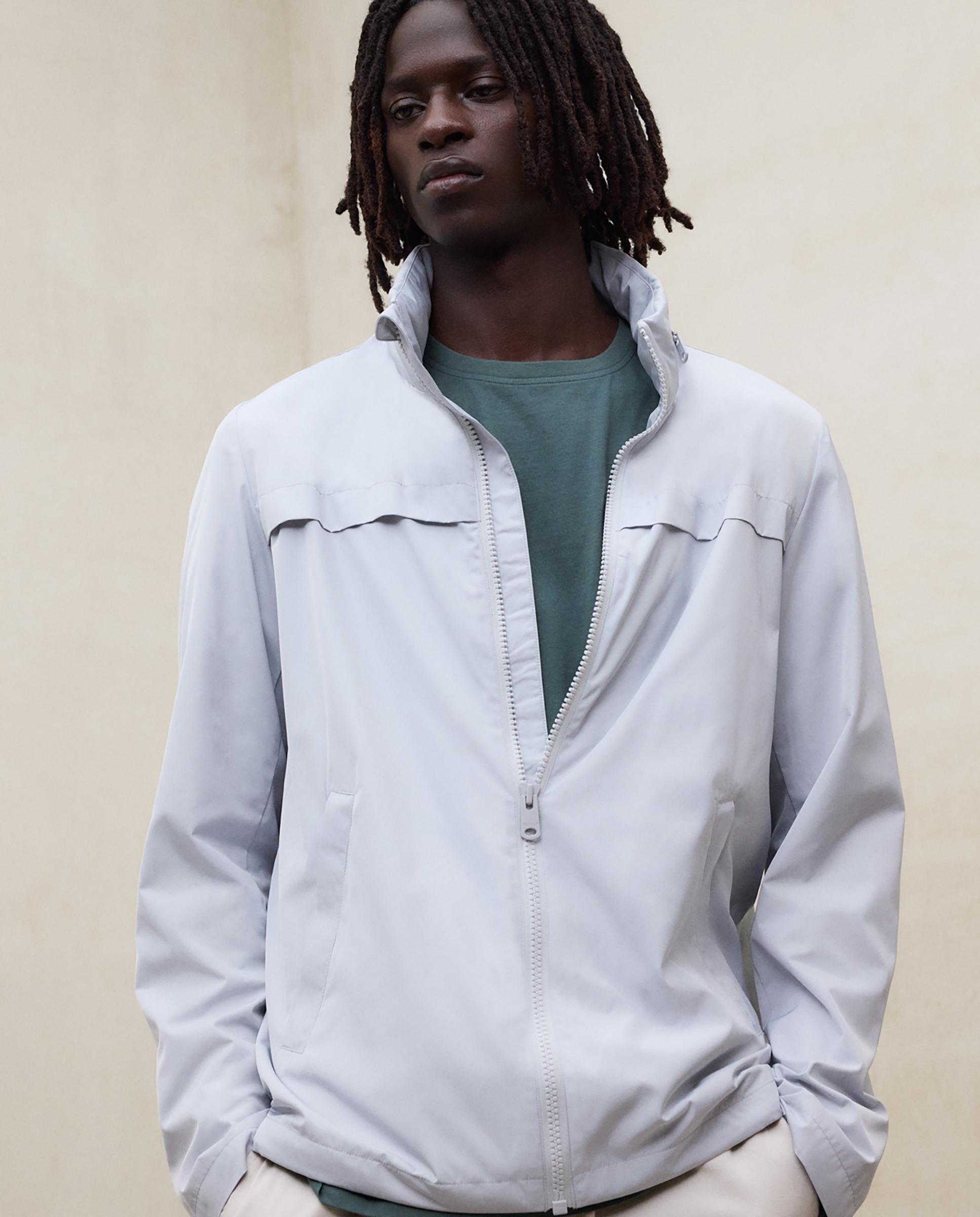 Chaqueta de hombre con capucha plegada y cierre cremallera - Ecoalf - Gris claro Gris claro-3