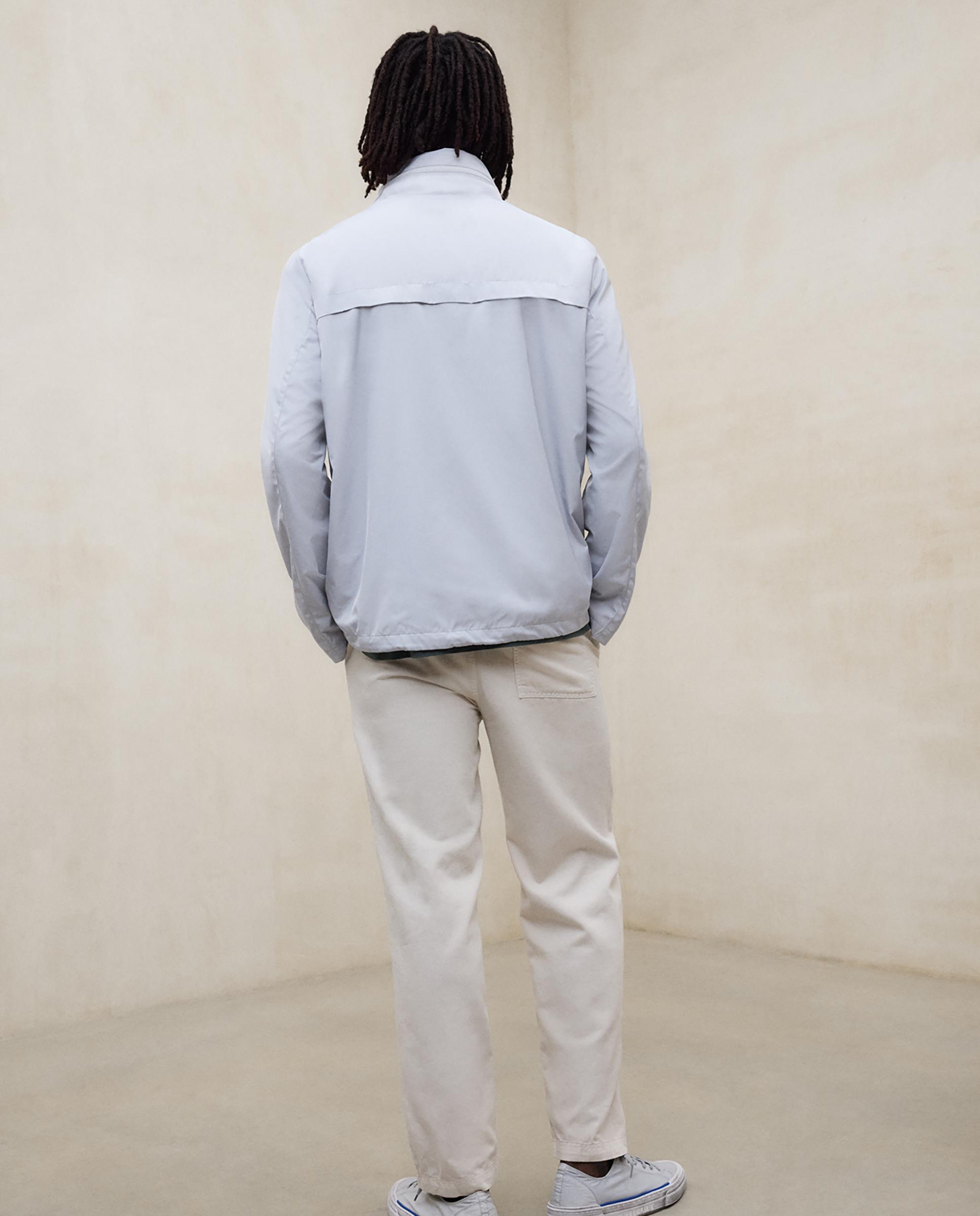 Chaqueta de hombre con capucha plegada y cierre cremallera - Ecoalf - Gris claro Gris claro-4