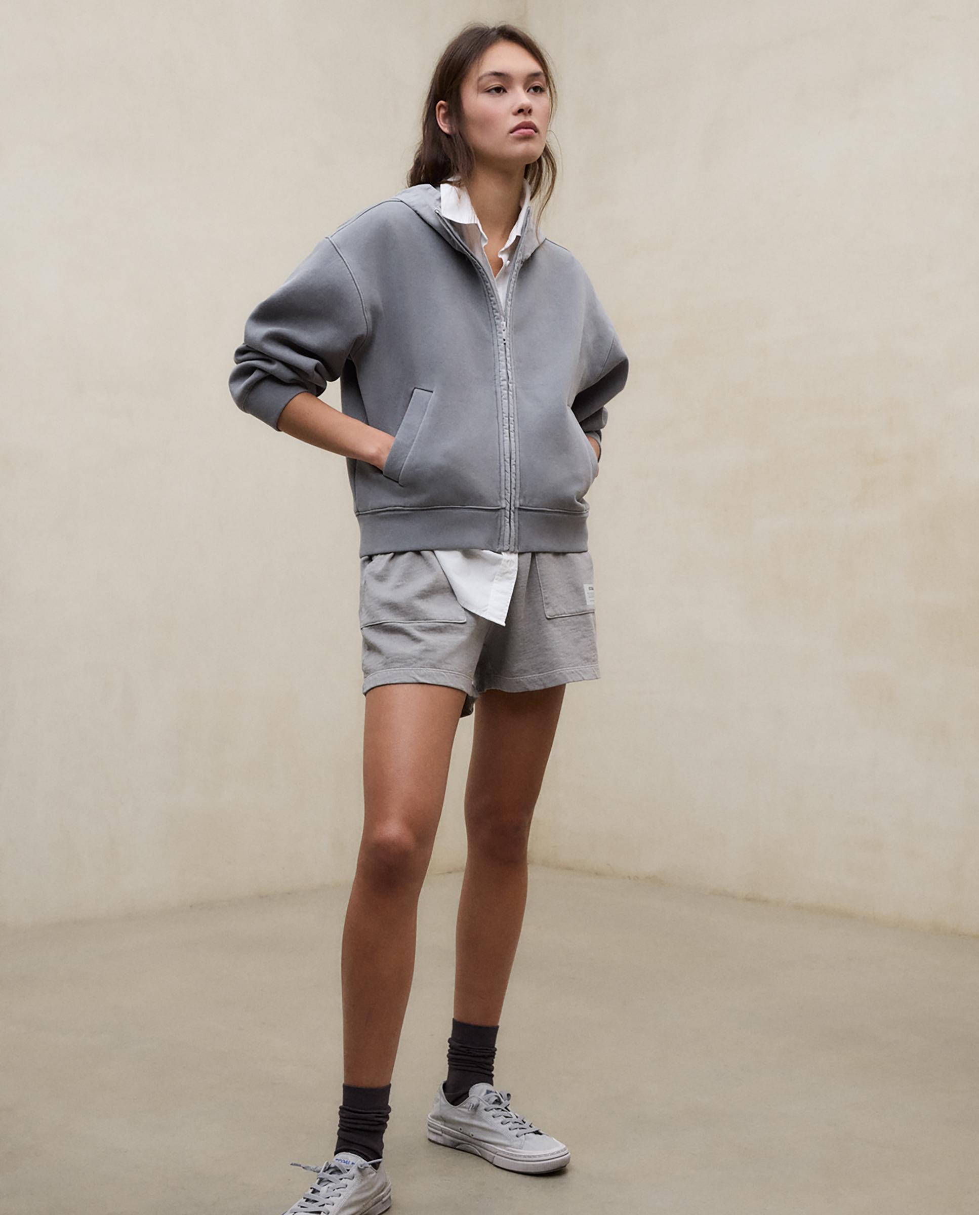 Short de mujer de algodón con cintura elástica - Ecoalf - Gris oscuro Gris oscuro-1