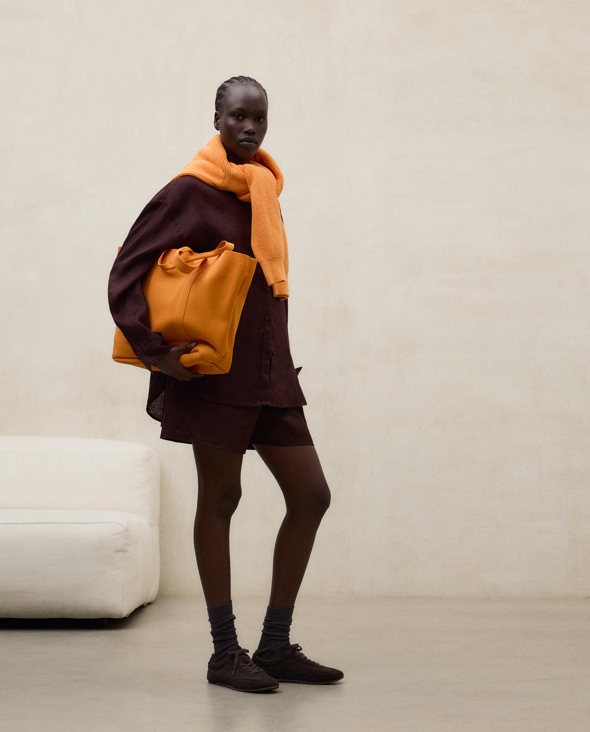 Bolso shopper de mujer con doble asa y cierre de botón a presión - Ecoalf - Naranja fuerte Naranja fuerte-2