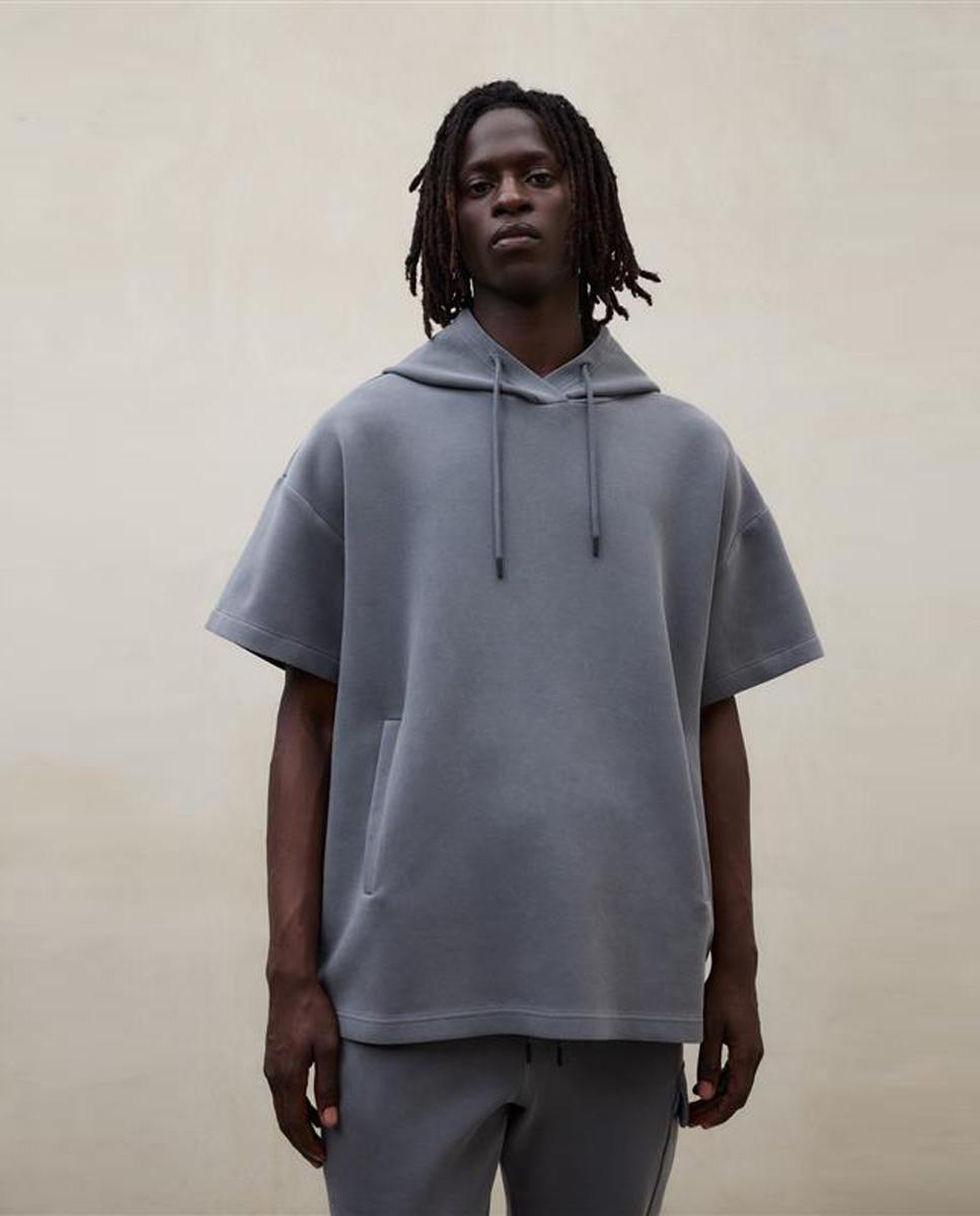 Imagen 0 de Sudadera con capucha de hombre oversize de manga corta Gris