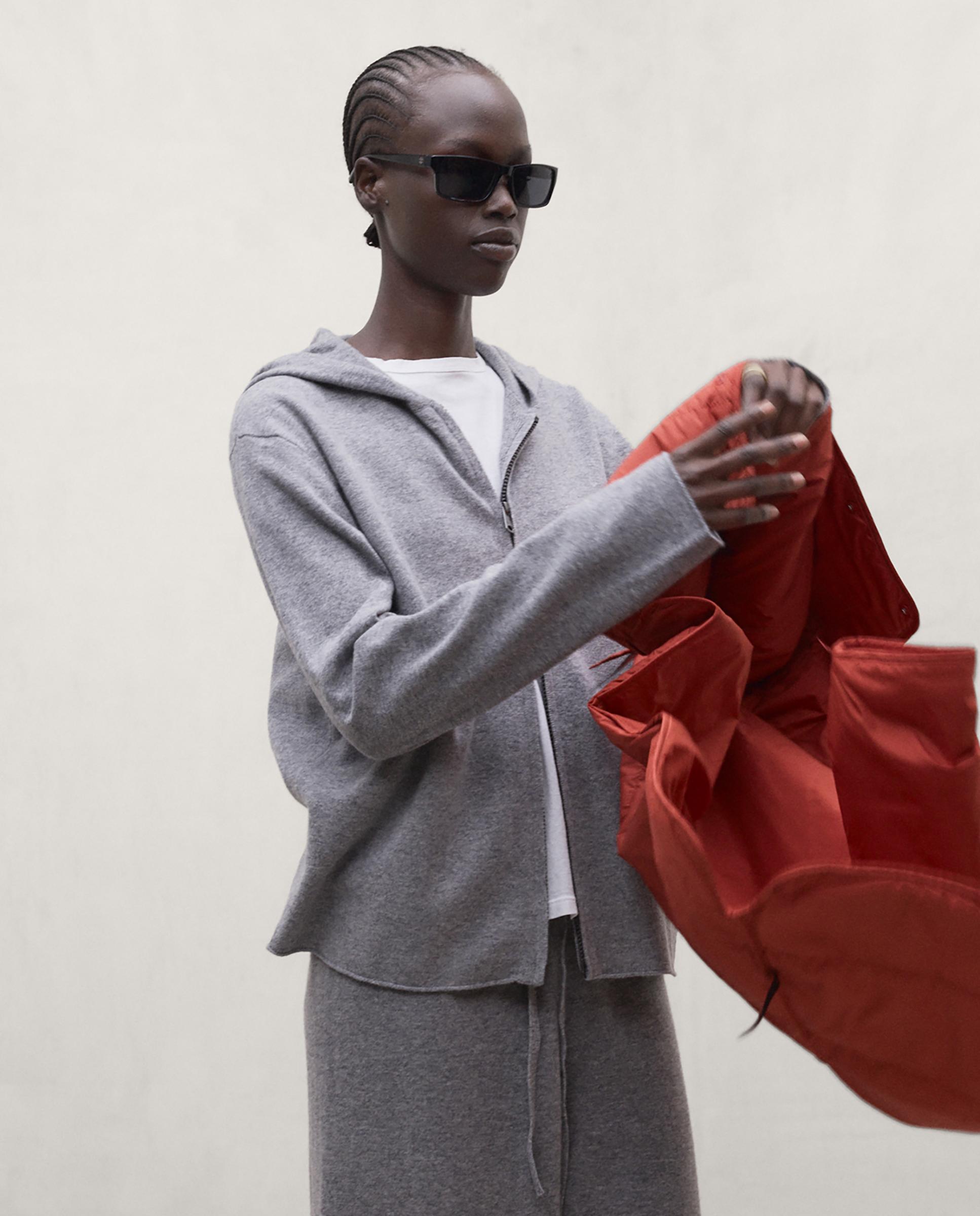 Sudadera de mujer con capucha y cierre de cremallera - Ecoalf - Gris Gris-2
