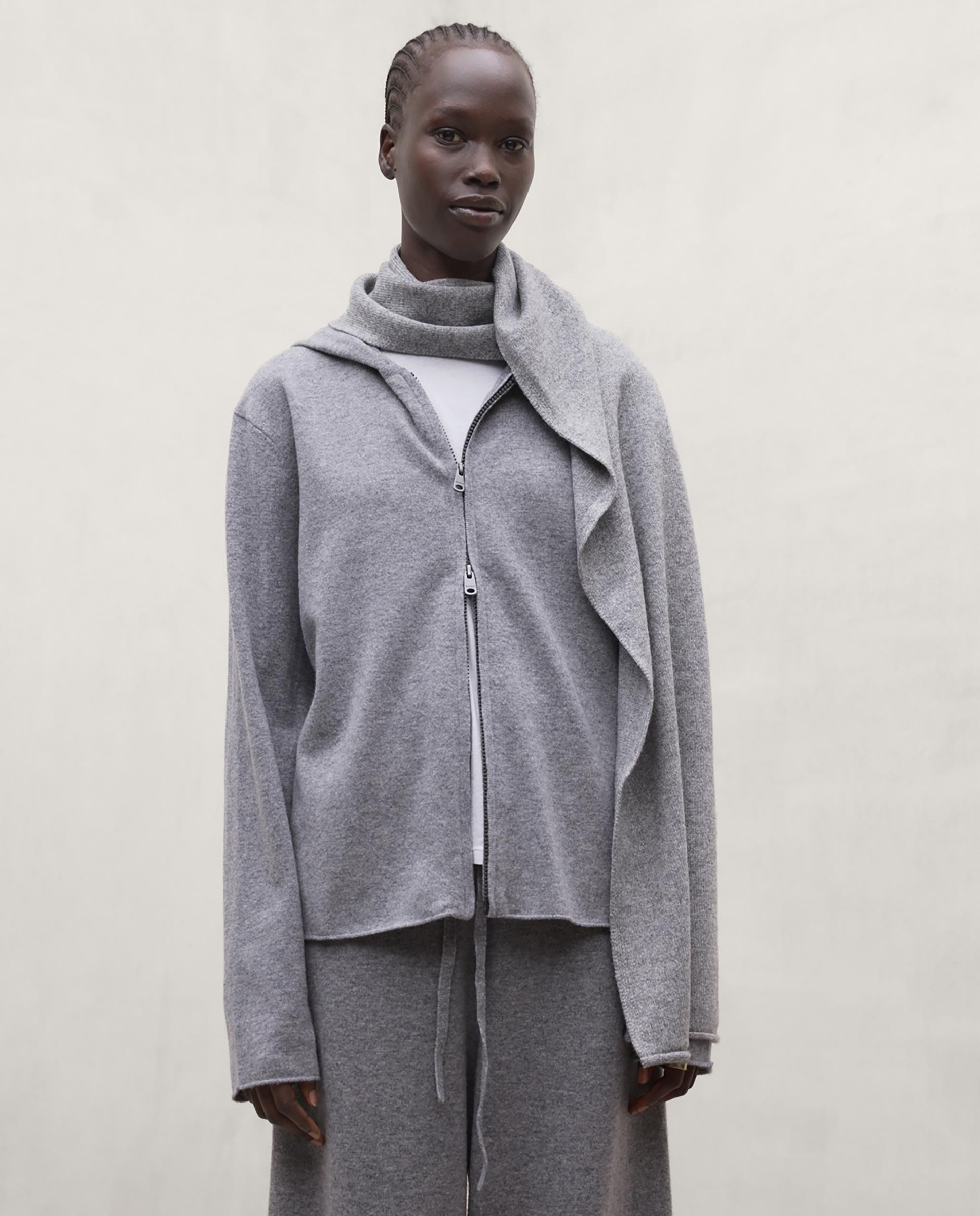 Sudadera de mujer con capucha y cierre de cremallera - Ecoalf - Gris Gris-3