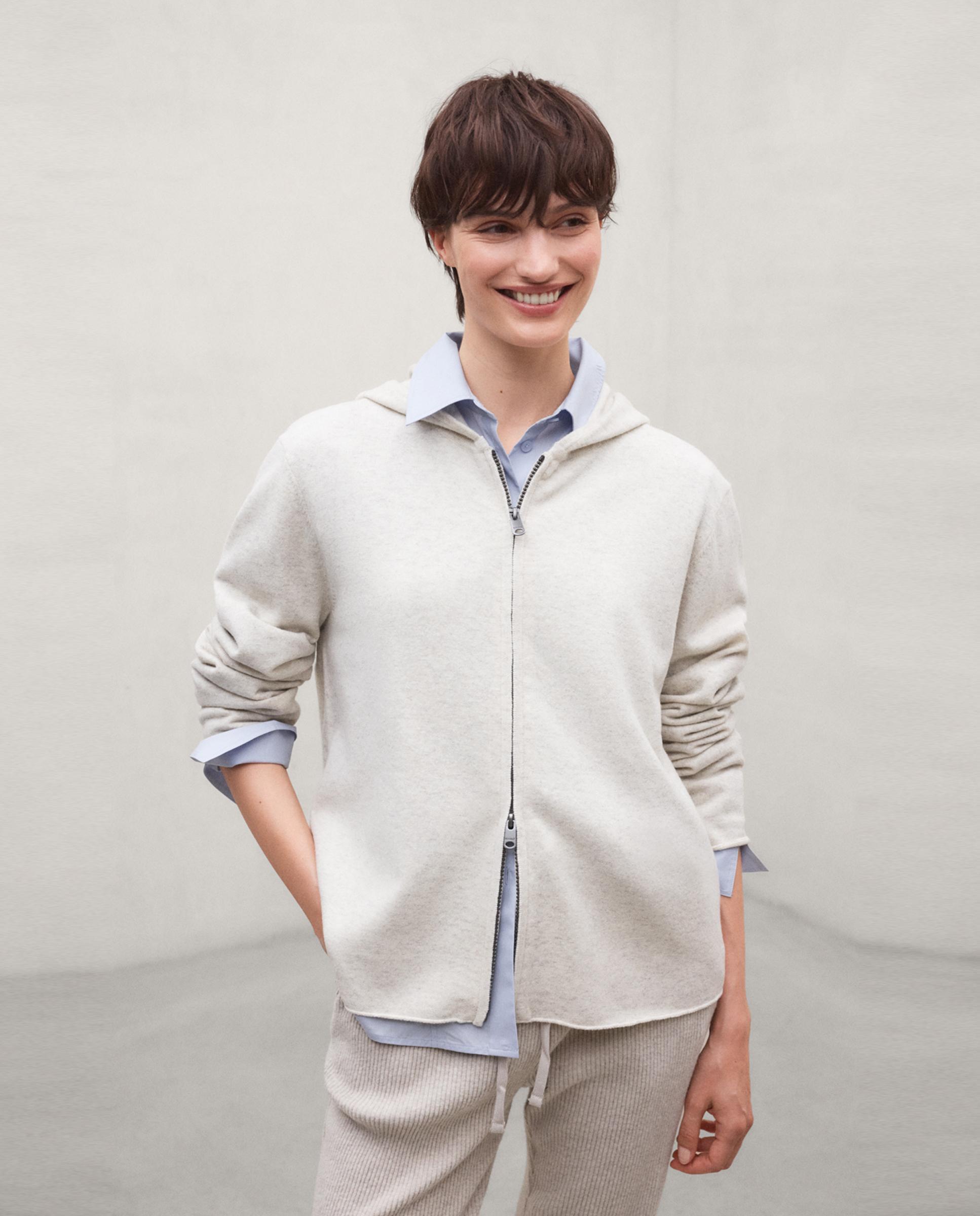 Sudadera de mujer con capucha y cierre de cremallera - Ecoalf - Natural Natural-2