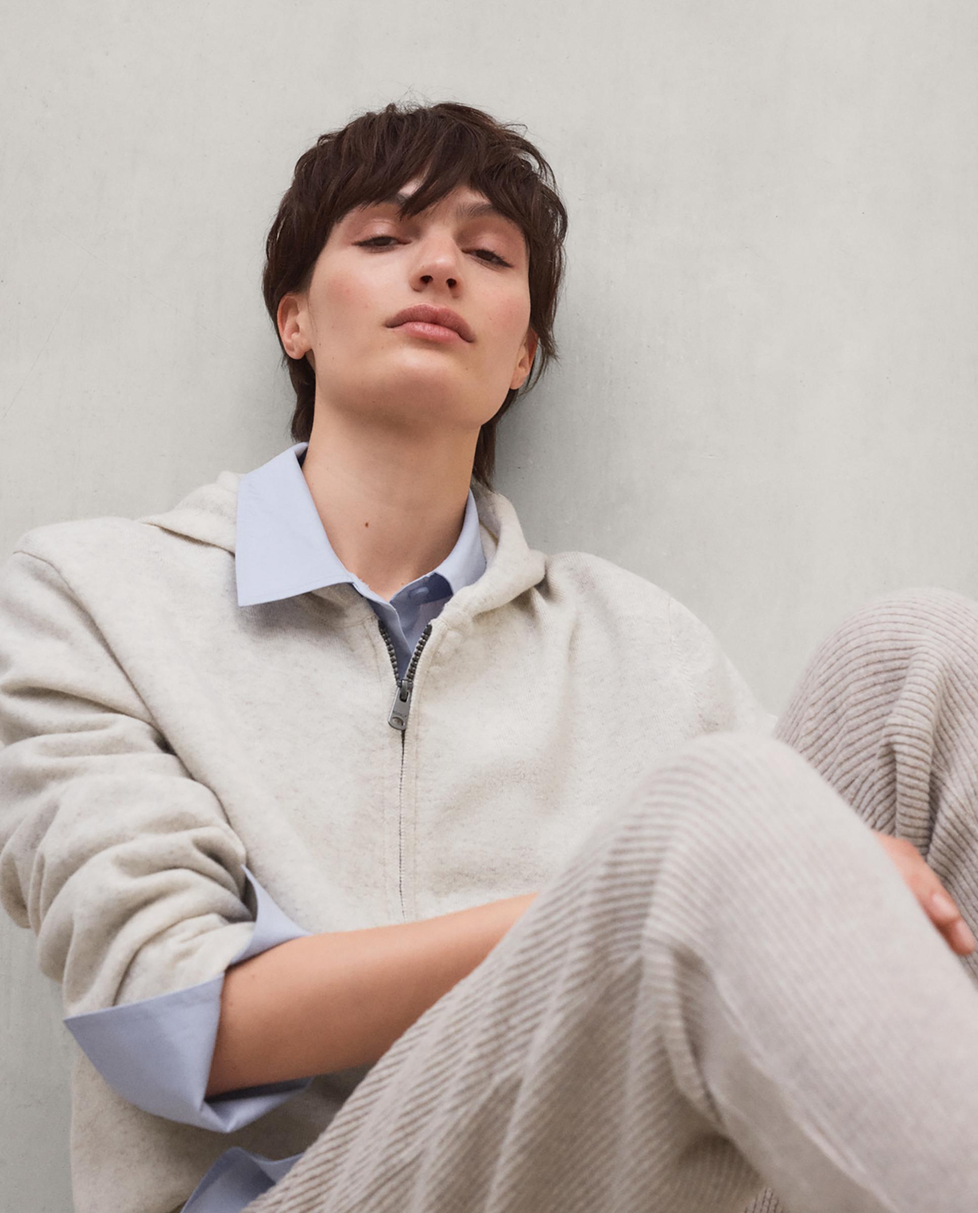 Sudadera de mujer con capucha y cierre de cremallera - Ecoalf - Natural Natural-4