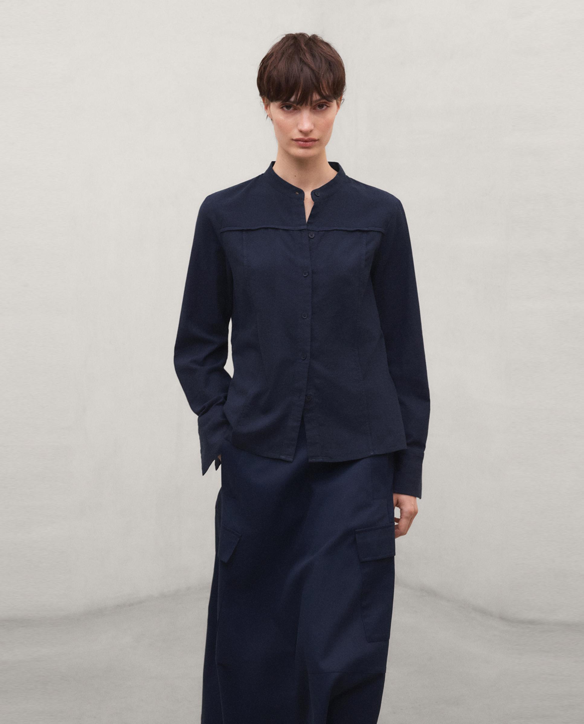 Sobrecamisa de mujer con cierre de botones de algodón - Ecoalf - Azul marino Azul marino-1