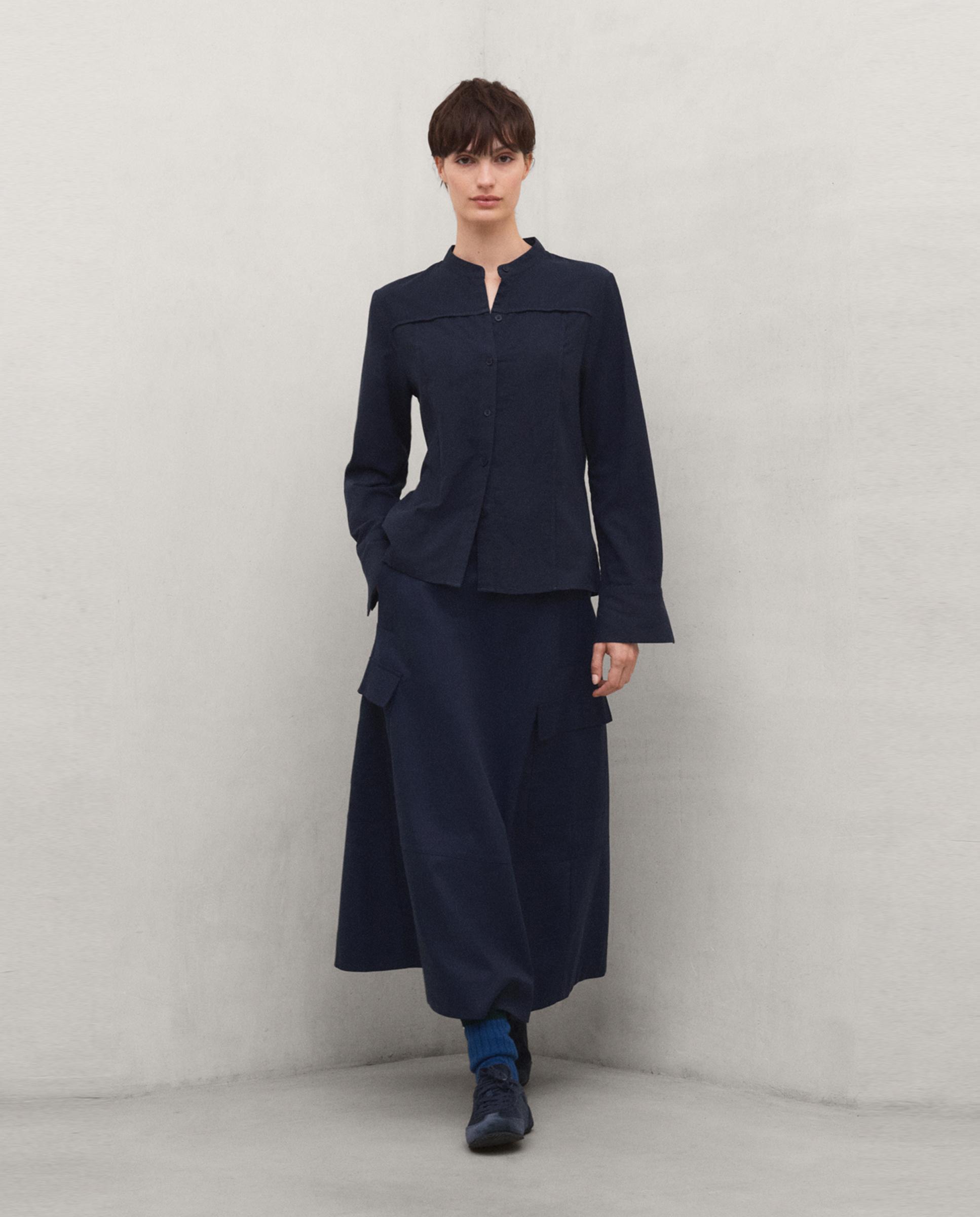 Sobrecamisa de mujer con cierre de botones de algodón - Ecoalf - Azul marino Azul marino-2