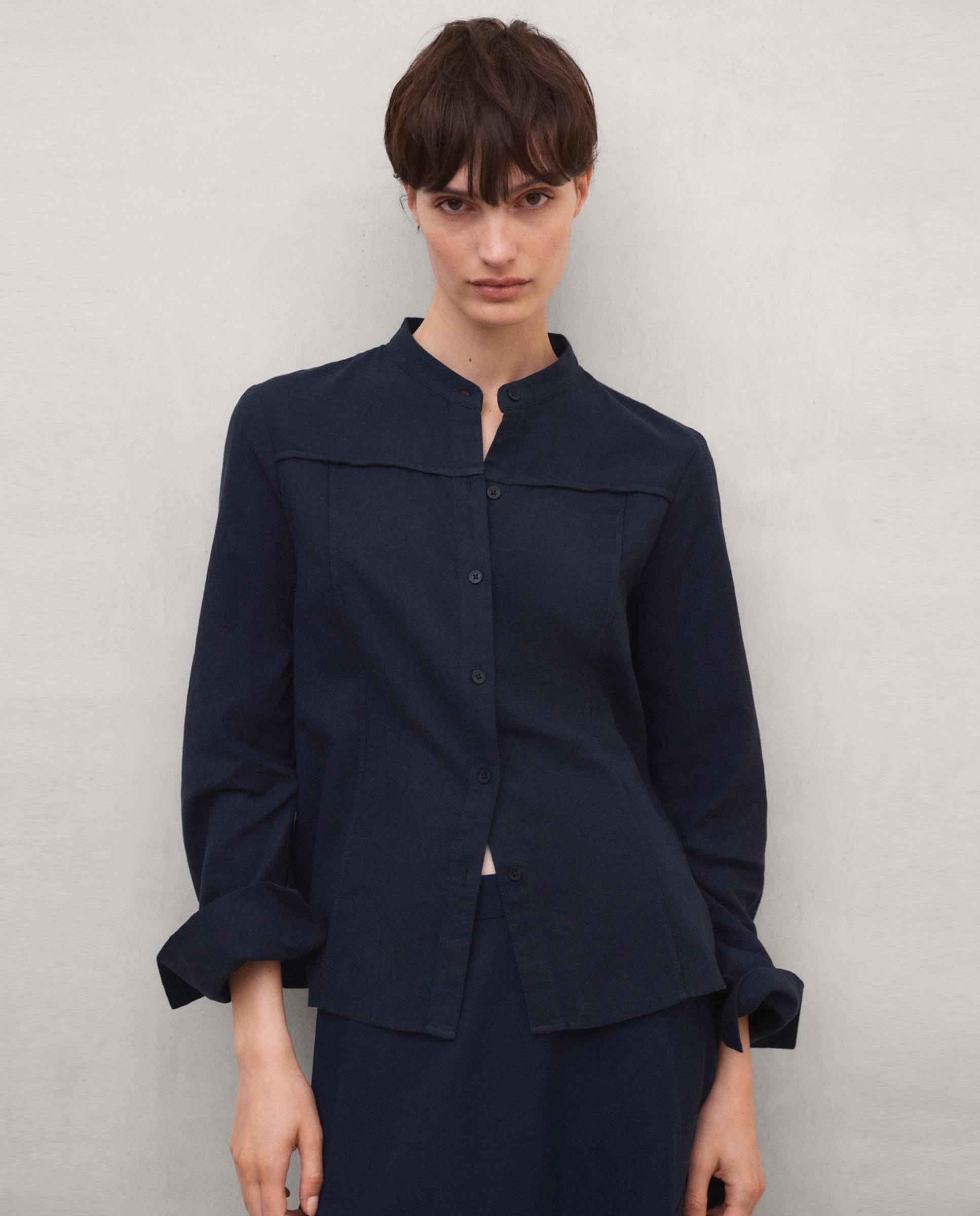 Sobrecamisa de mujer con cierre de botones de algodón - Ecoalf - Azul marino Azul marino-4