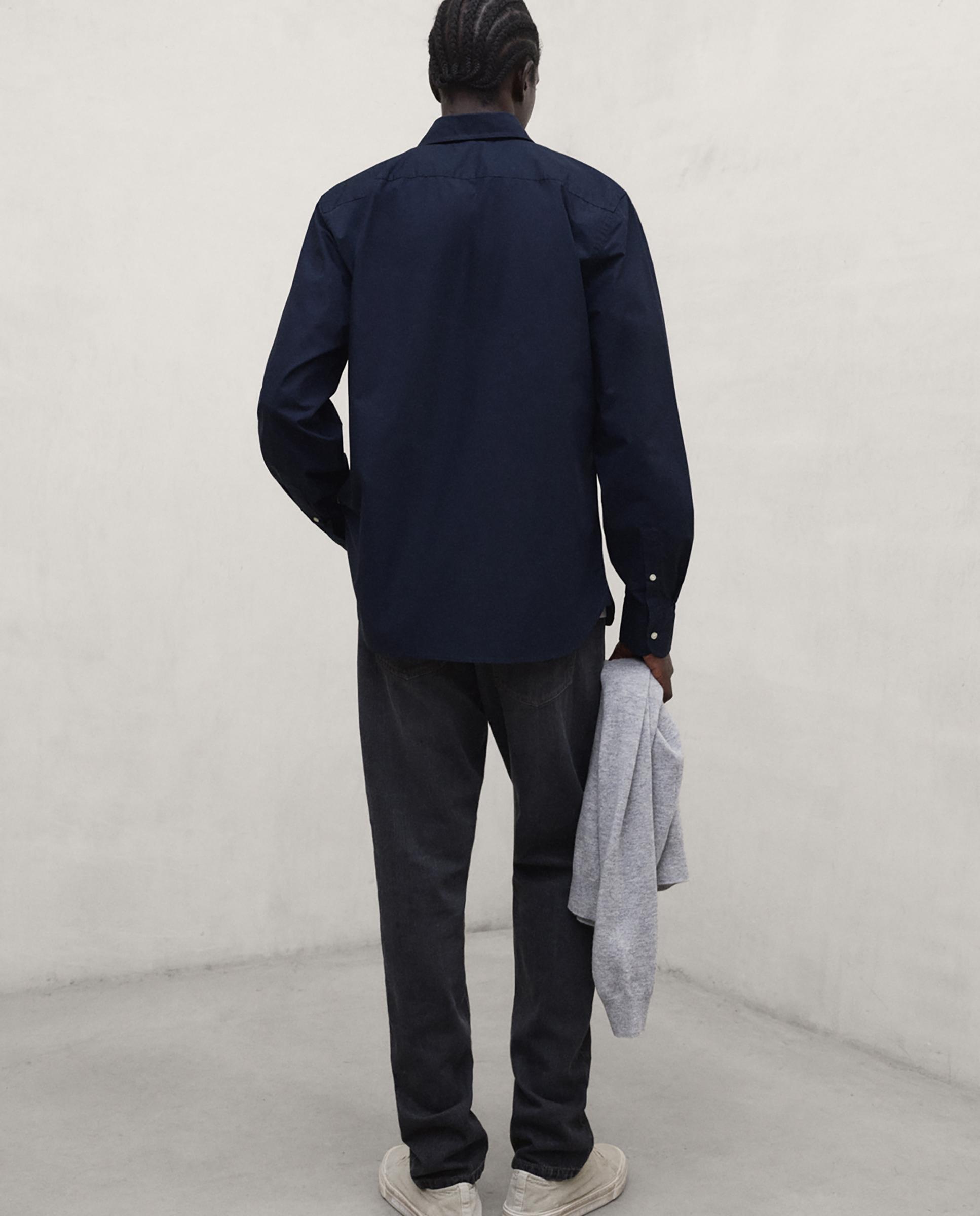 Camisa de hombre alfredo de cuello italiano con cierre de botones - Ecoalf - Azul marino Azul marino-3