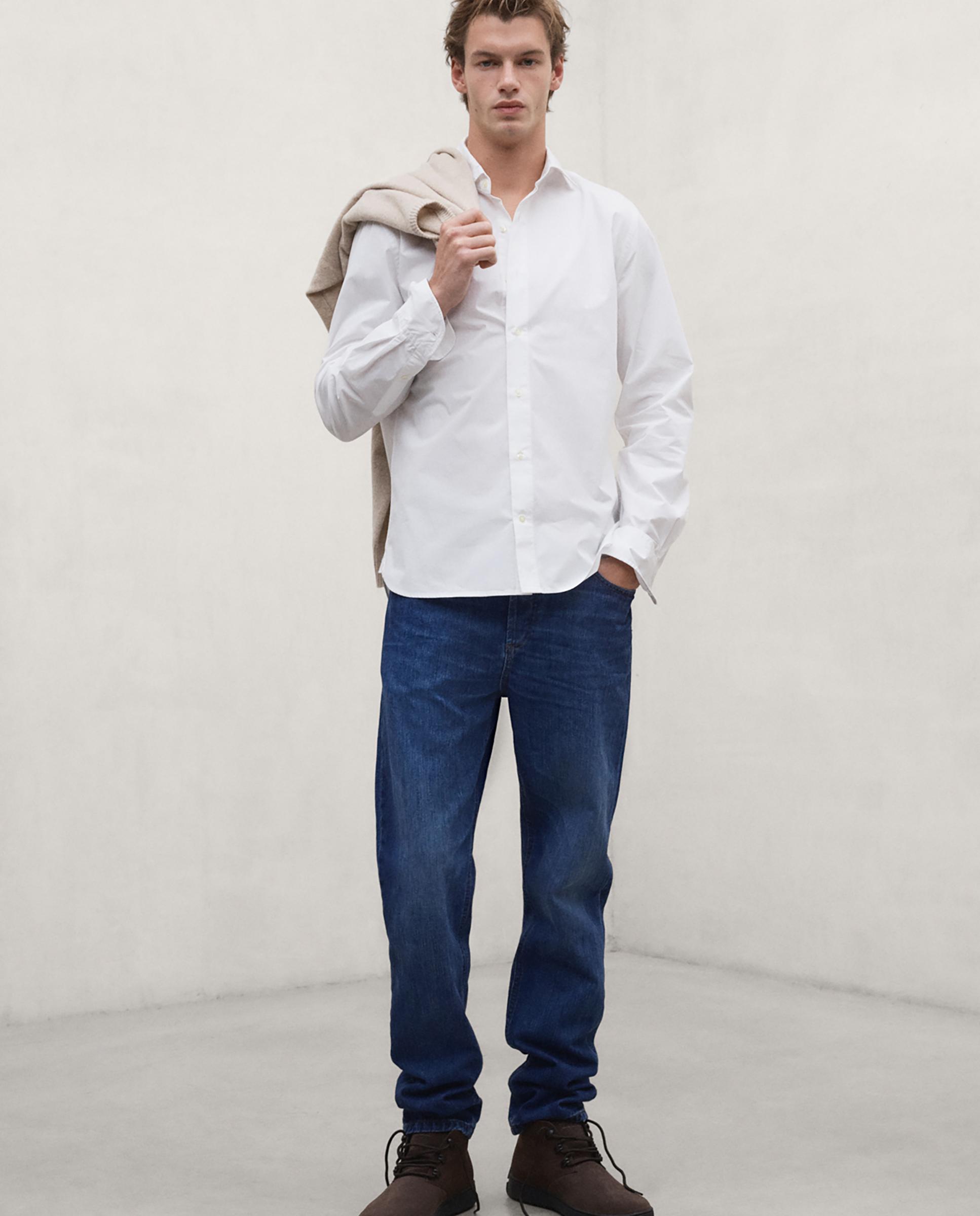 Camisa de hombre alfredo de cuello italiano con cierre de botones - Ecoalf - Blanco Blanco-3