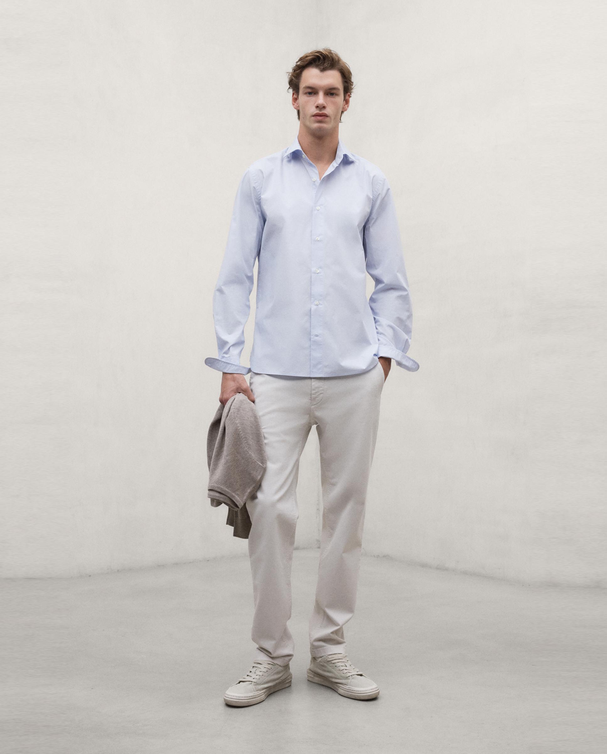 Camisa de hombre alfredo de cuello italiano con cierre de botones - Ecoalf - Azul Azul-2