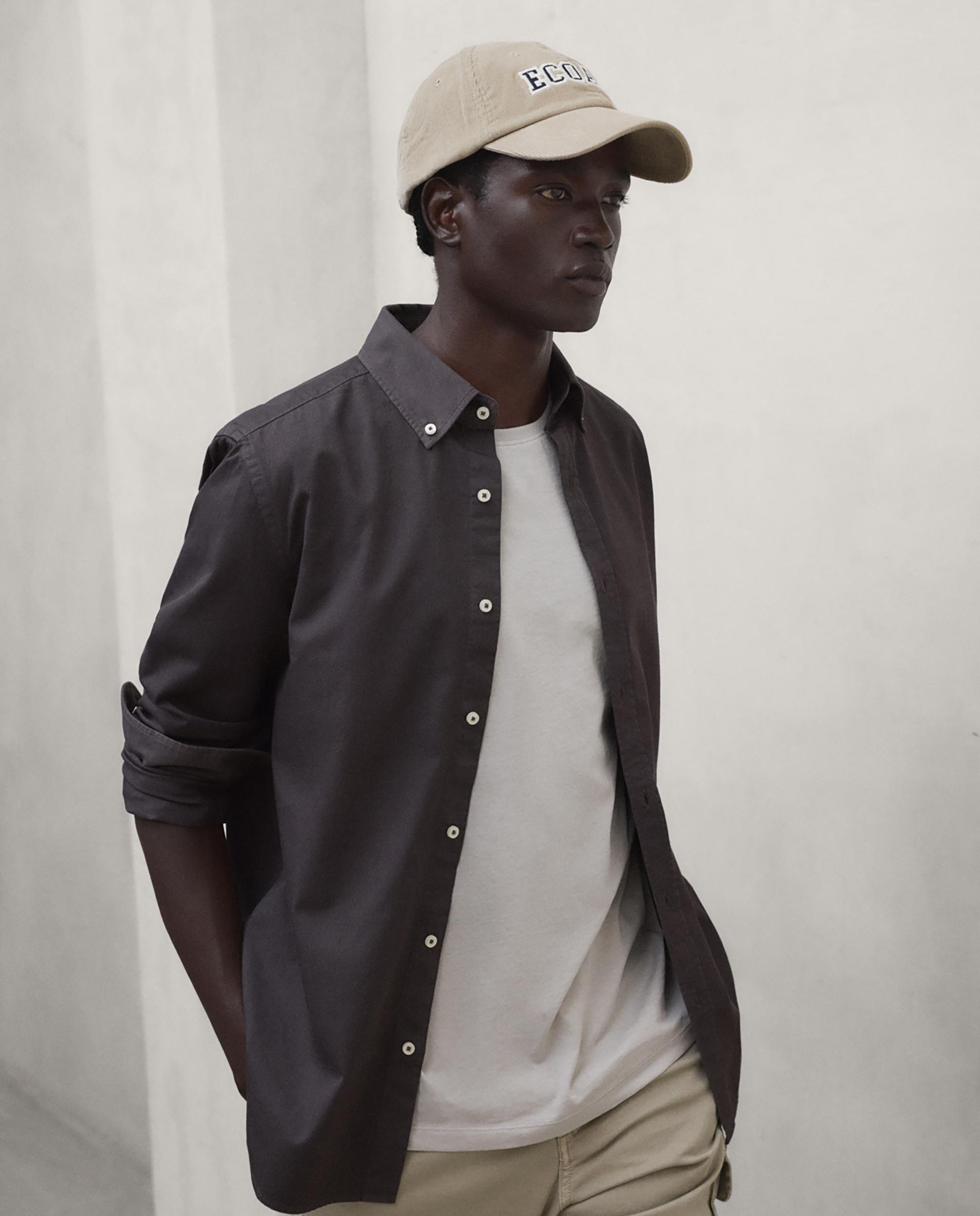 Camisa de hombre antejo con cierre de botones y corte regular - Ecoalf - Gris oscuro Gris oscuro-1
