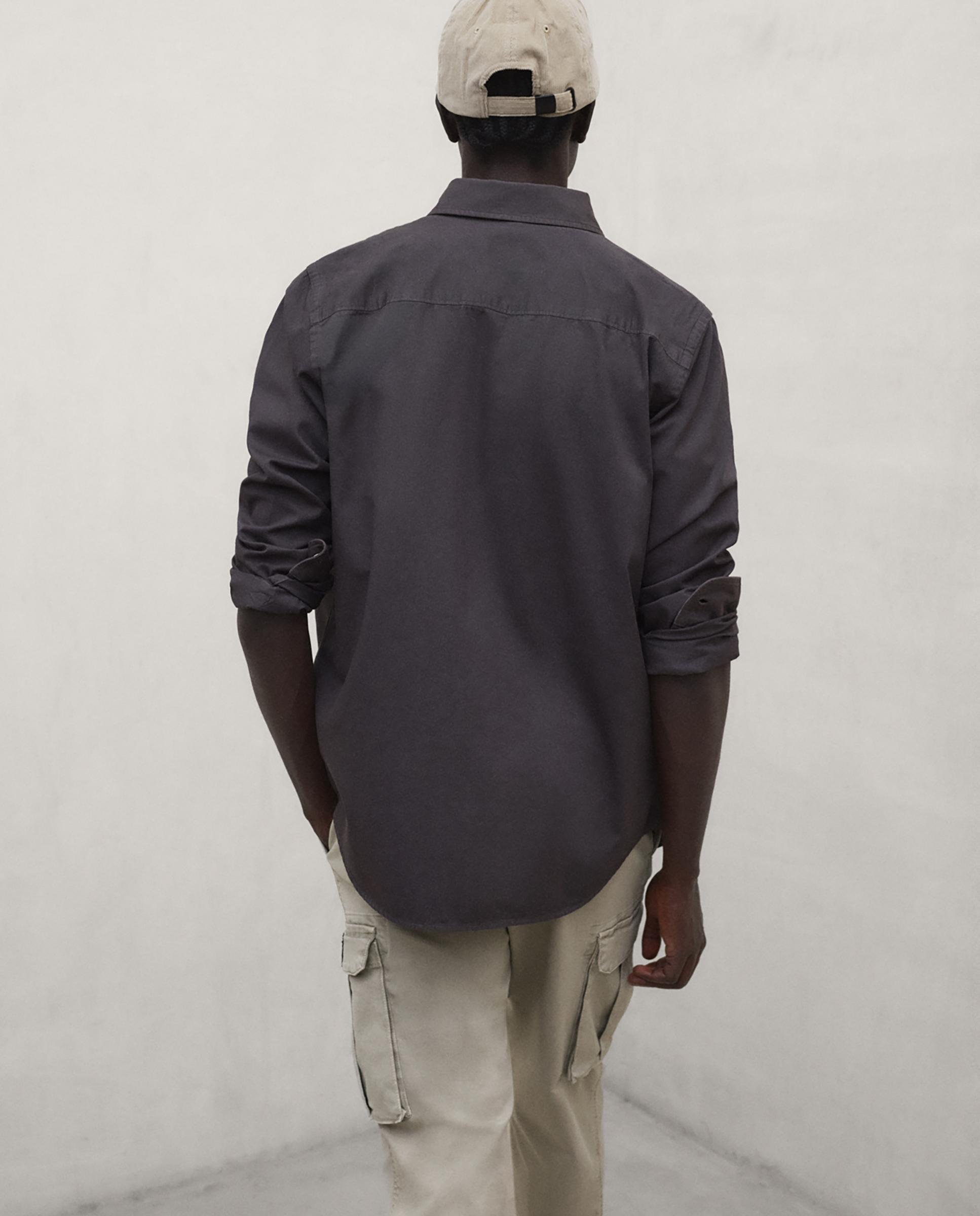 Camisa de hombre antejo con cierre de botones y corte regular - Ecoalf - Gris oscuro Gris oscuro-2