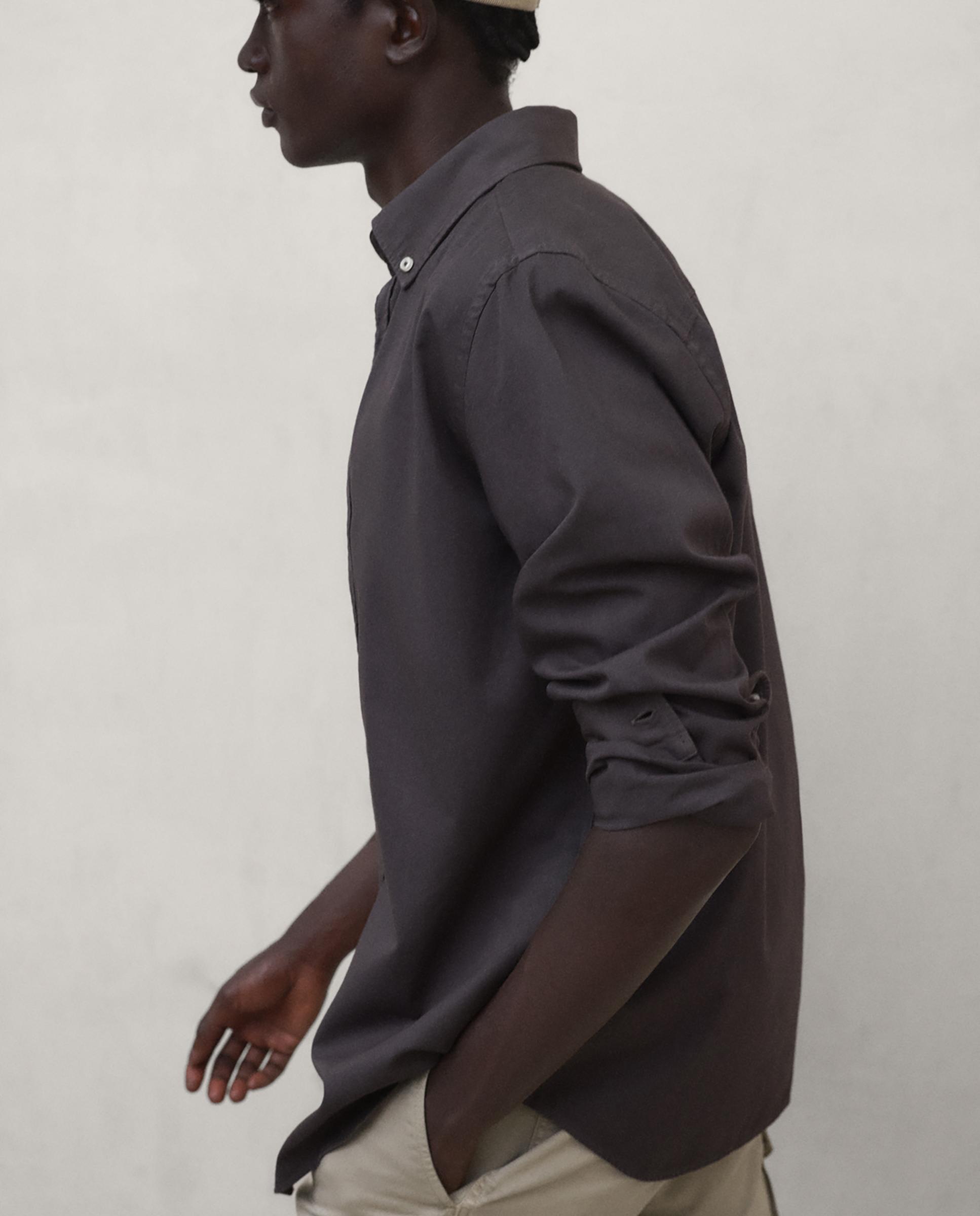 Camisa de hombre antejo con cierre de botones y corte regular - Ecoalf - Gris oscuro Gris oscuro-3